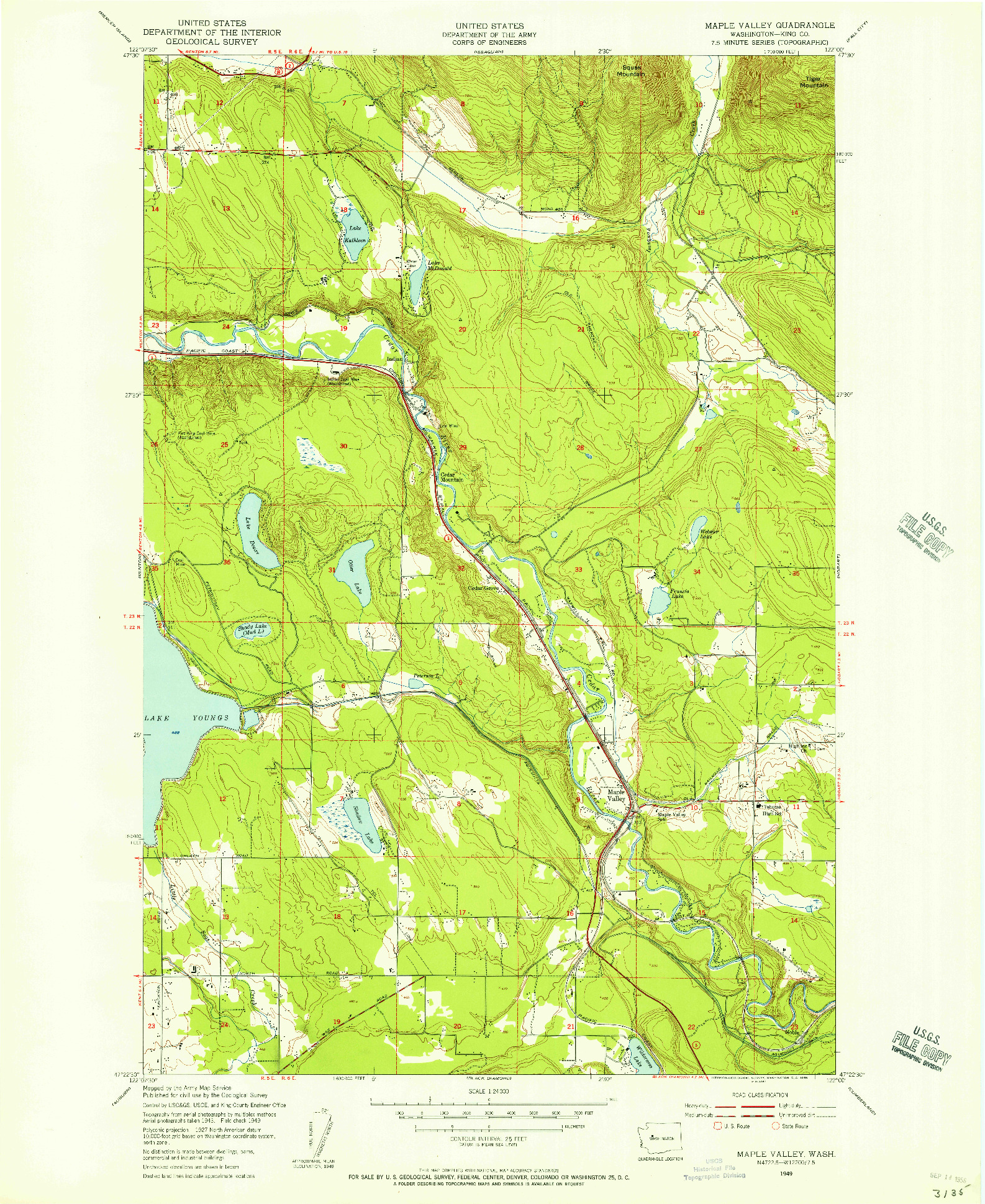 USGS 1:24000-SCALE QUADRANGLE FOR MAPLE VALLEY, WA 1949