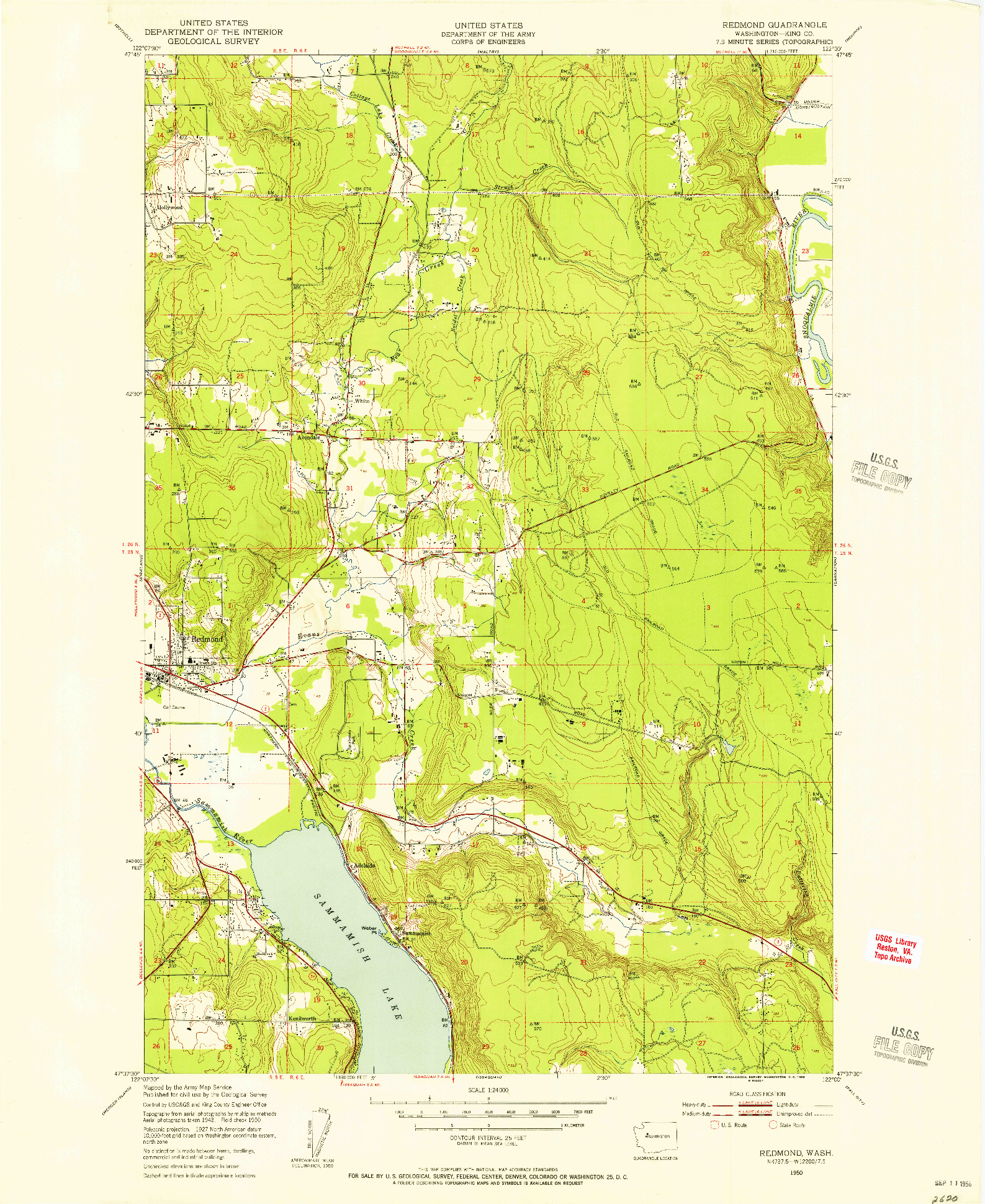 USGS 1:24000-SCALE QUADRANGLE FOR REDMOND, WA 1950