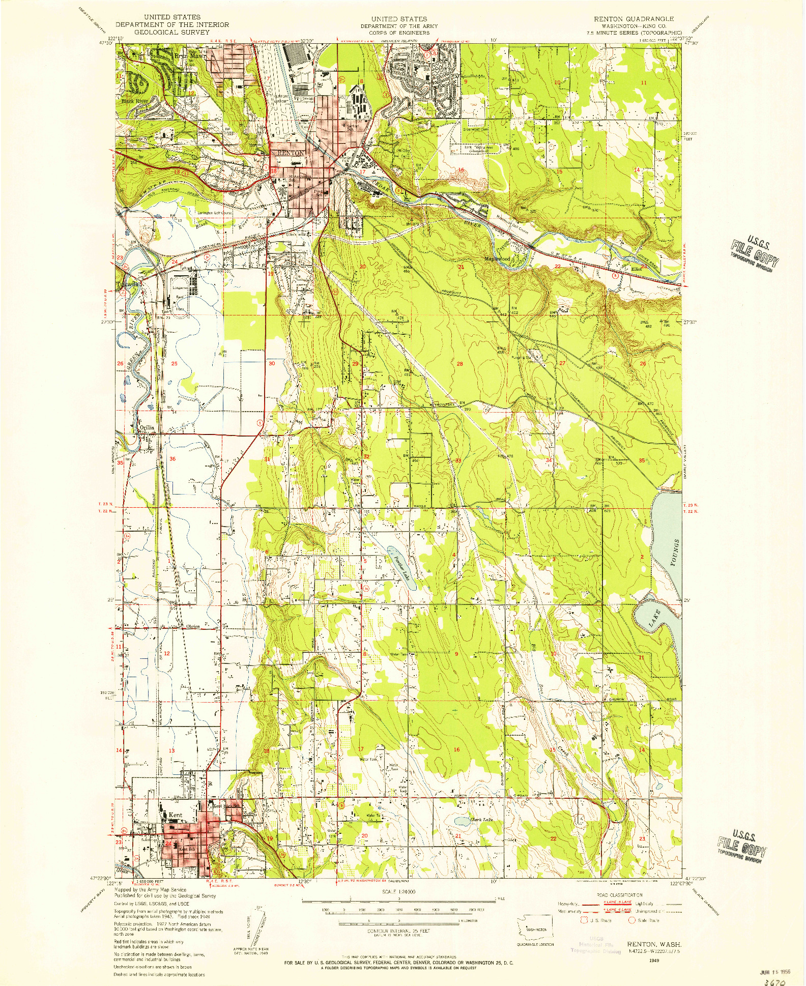 USGS 1:24000-SCALE QUADRANGLE FOR RENTON, WA 1949