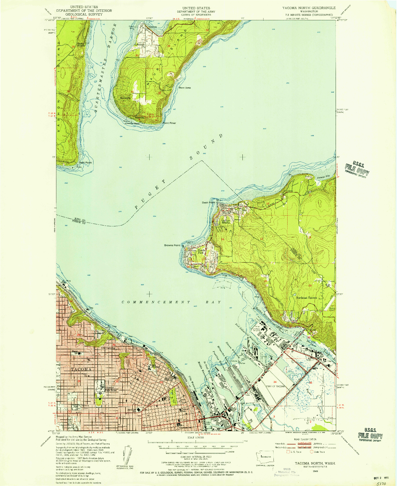 USGS 1:24000-SCALE QUADRANGLE FOR TACOMA NORTH, WA 1949