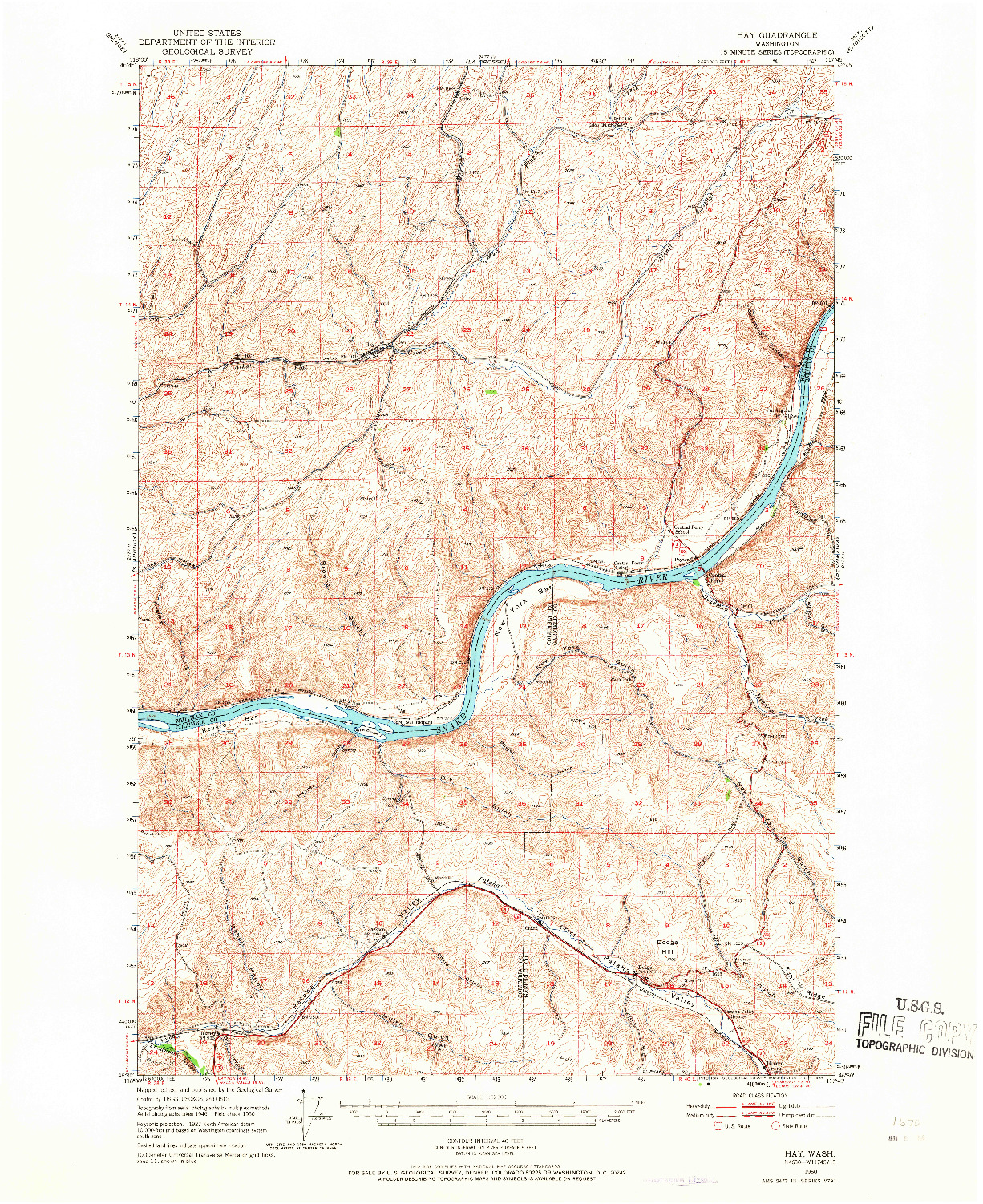 USGS 1:62500-SCALE QUADRANGLE FOR HAY, WA 1950