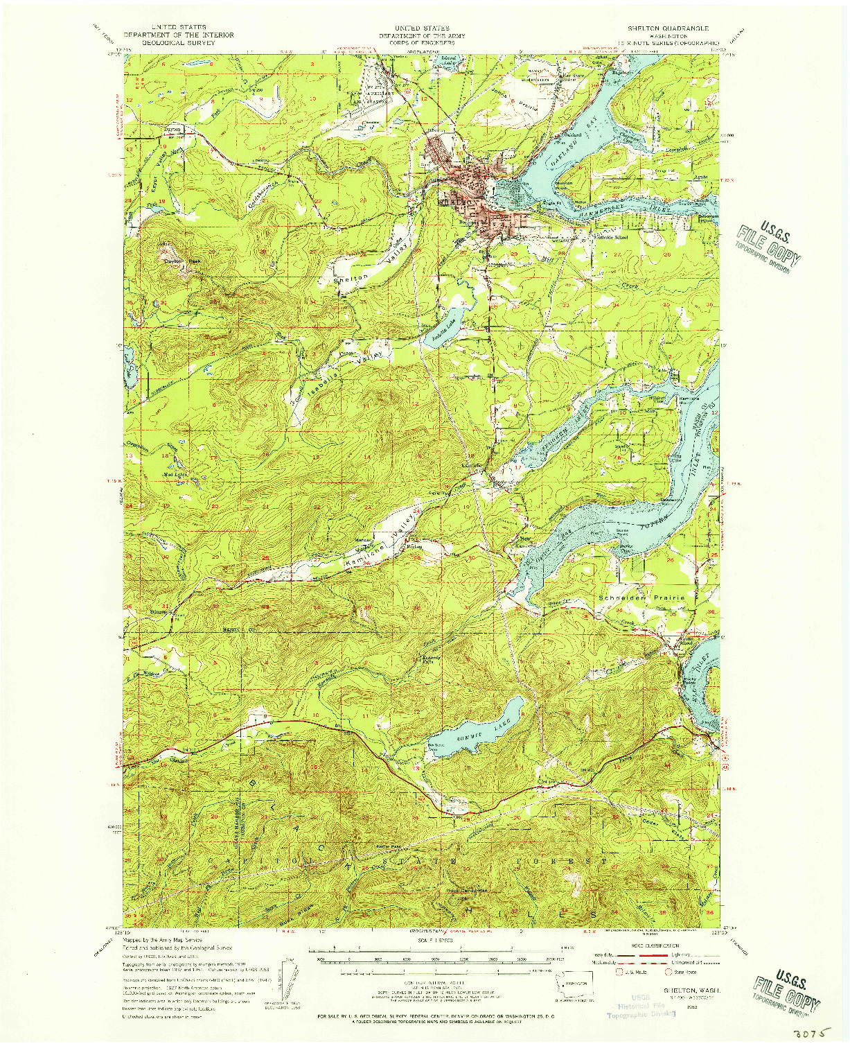 USGS 1:62500-SCALE QUADRANGLE FOR SHELTON, WA 1953