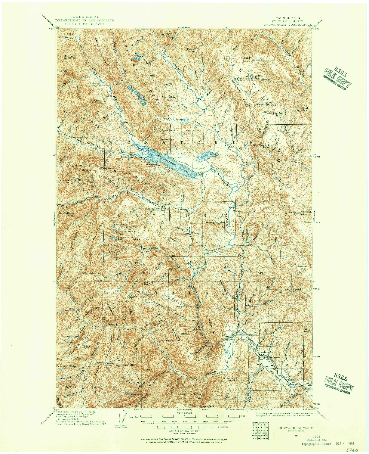 USGS 1:125000-SCALE QUADRANGLE FOR CHIWAUKUM, WA 1901