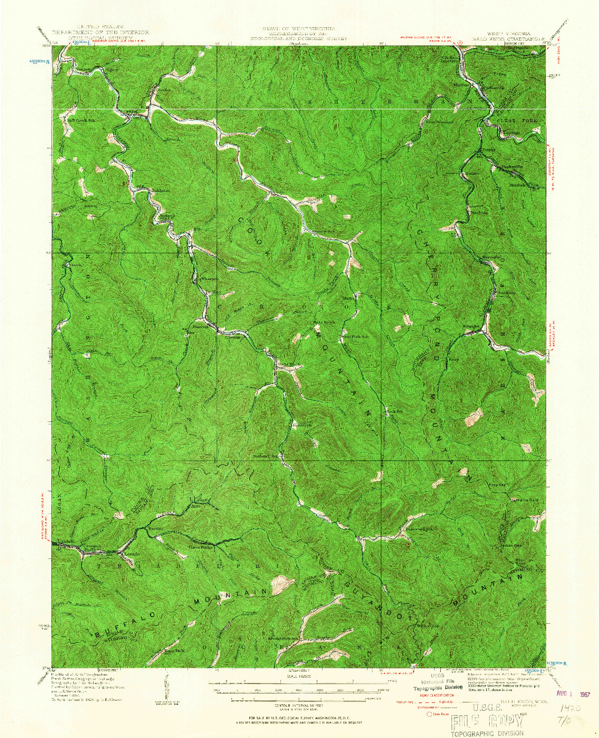 USGS 1:62500-SCALE QUADRANGLE FOR BALD KNOB, WV 1928