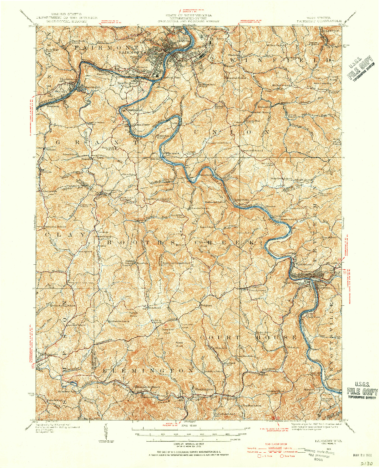 USGS 1:62500-SCALE QUADRANGLE FOR FAIRMONT, WV 1923