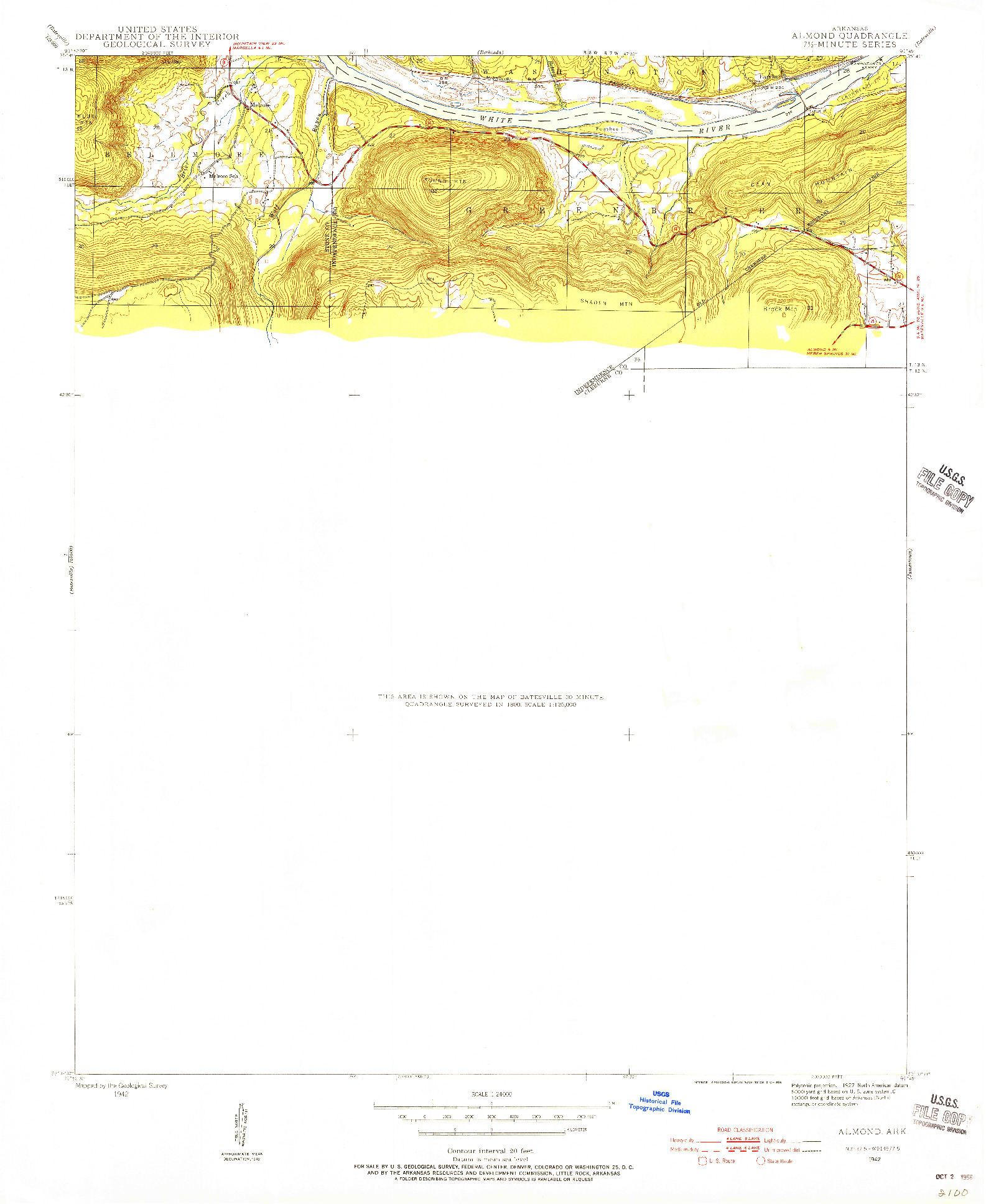 USGS 1:24000-SCALE QUADRANGLE FOR ALMOND, AR 1942