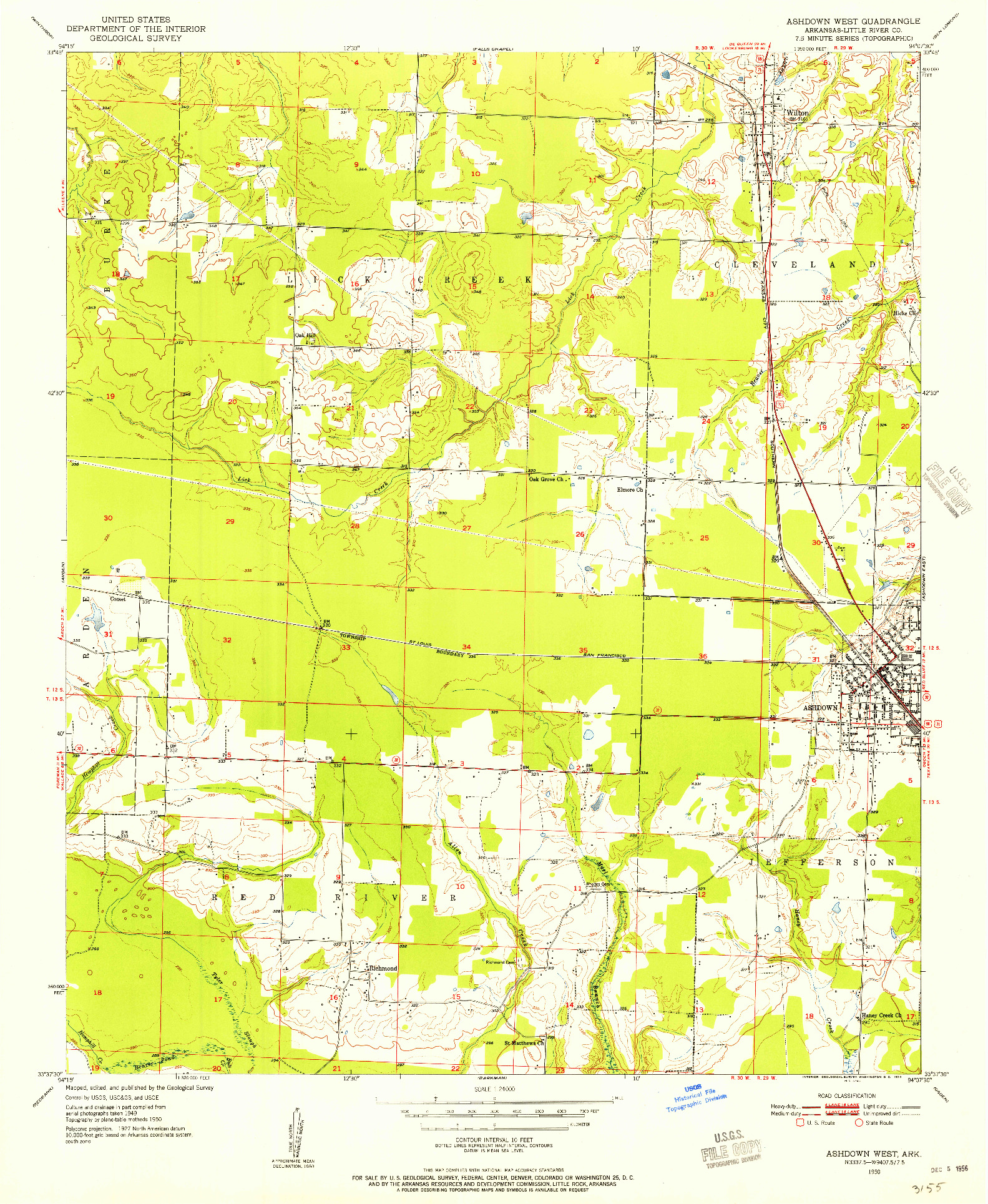 USGS 1:24000-SCALE QUADRANGLE FOR ASHDOWN WEST, AR 1950