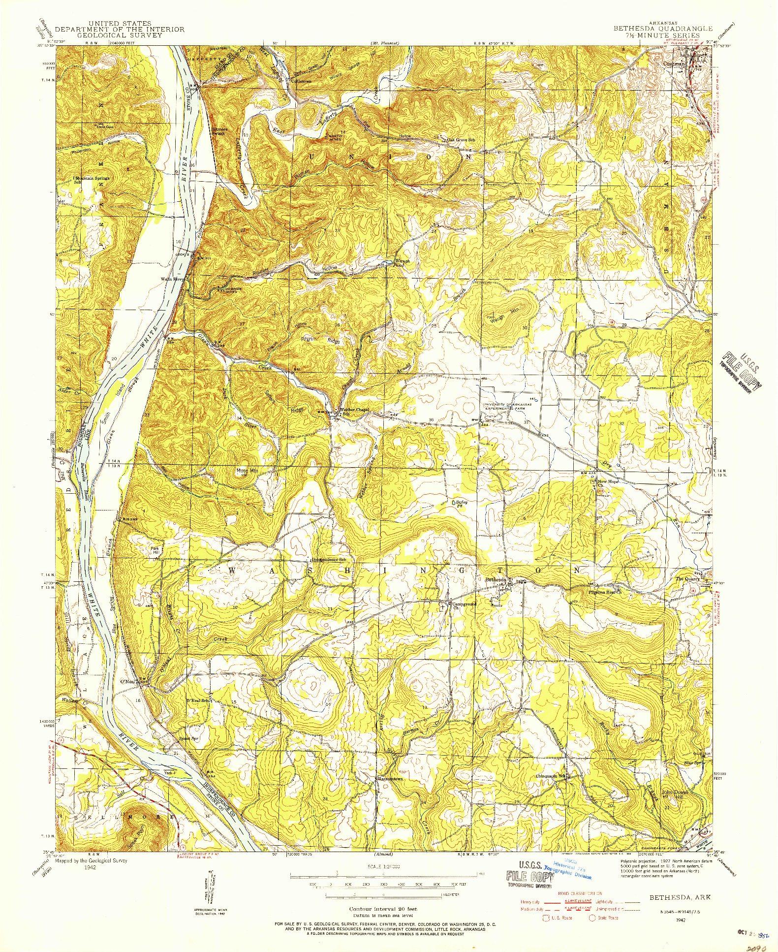 USGS 1:24000-SCALE QUADRANGLE FOR BETHESDA, AR 1942
