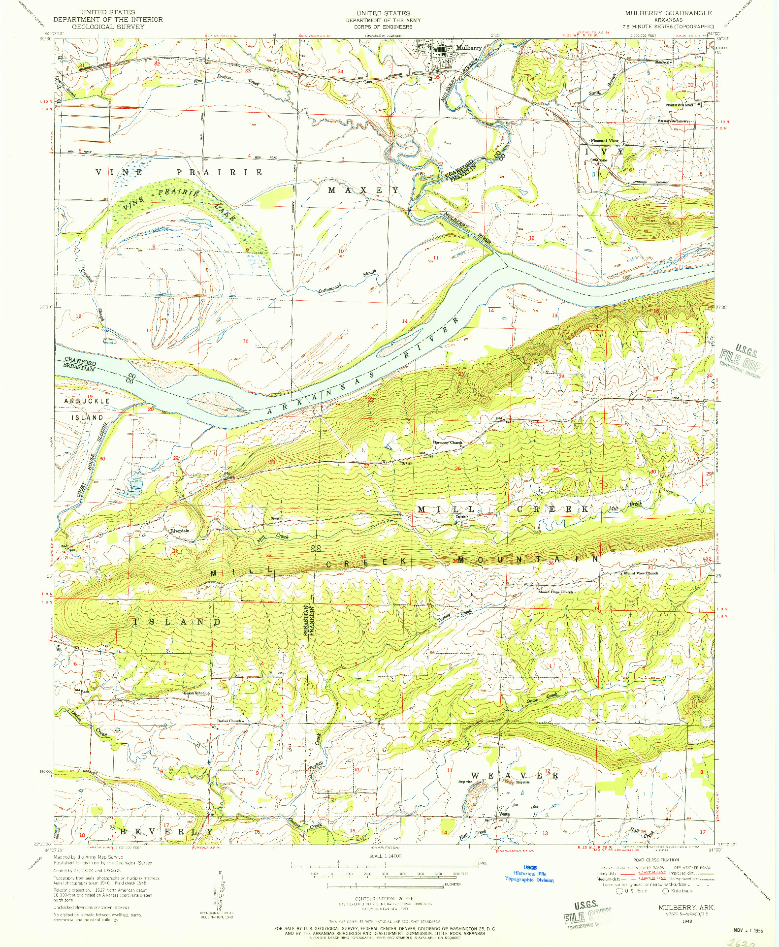 USGS 1:24000-SCALE QUADRANGLE FOR MULBERRY, AR 1948