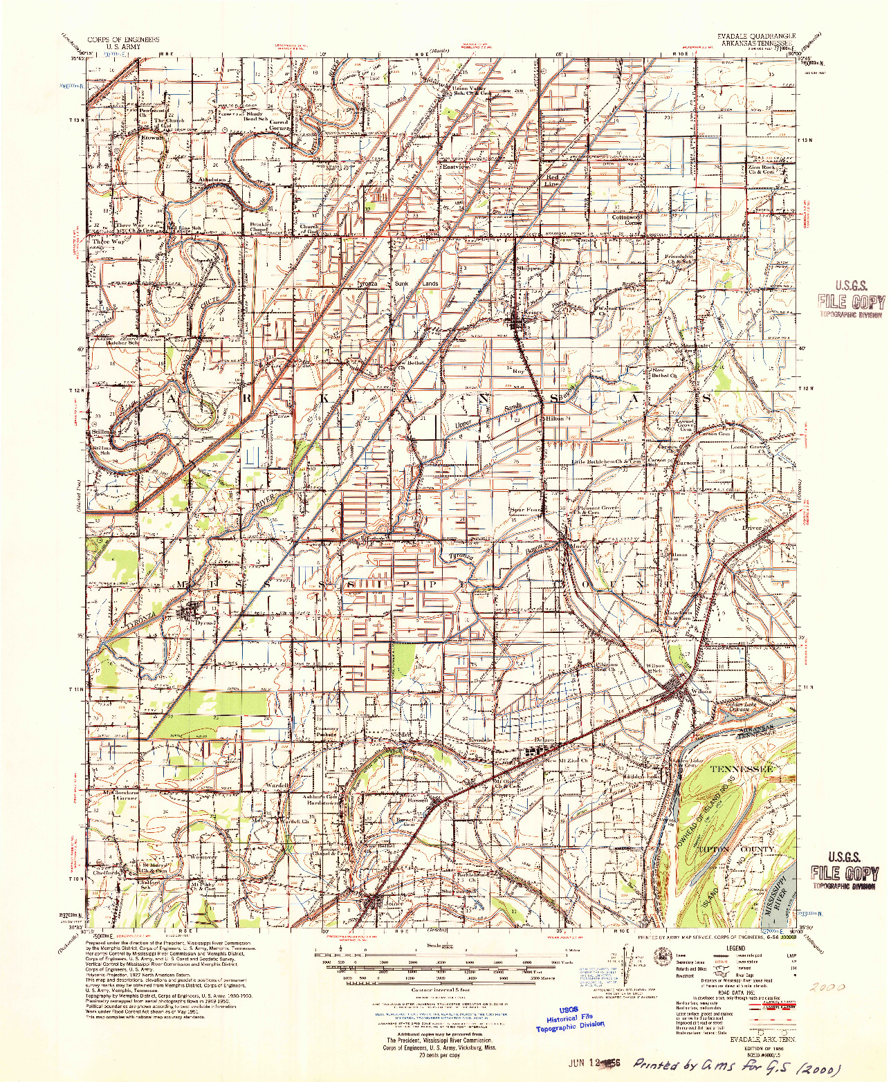 USGS 1:62500-SCALE QUADRANGLE FOR EVADALE, AR 1956
