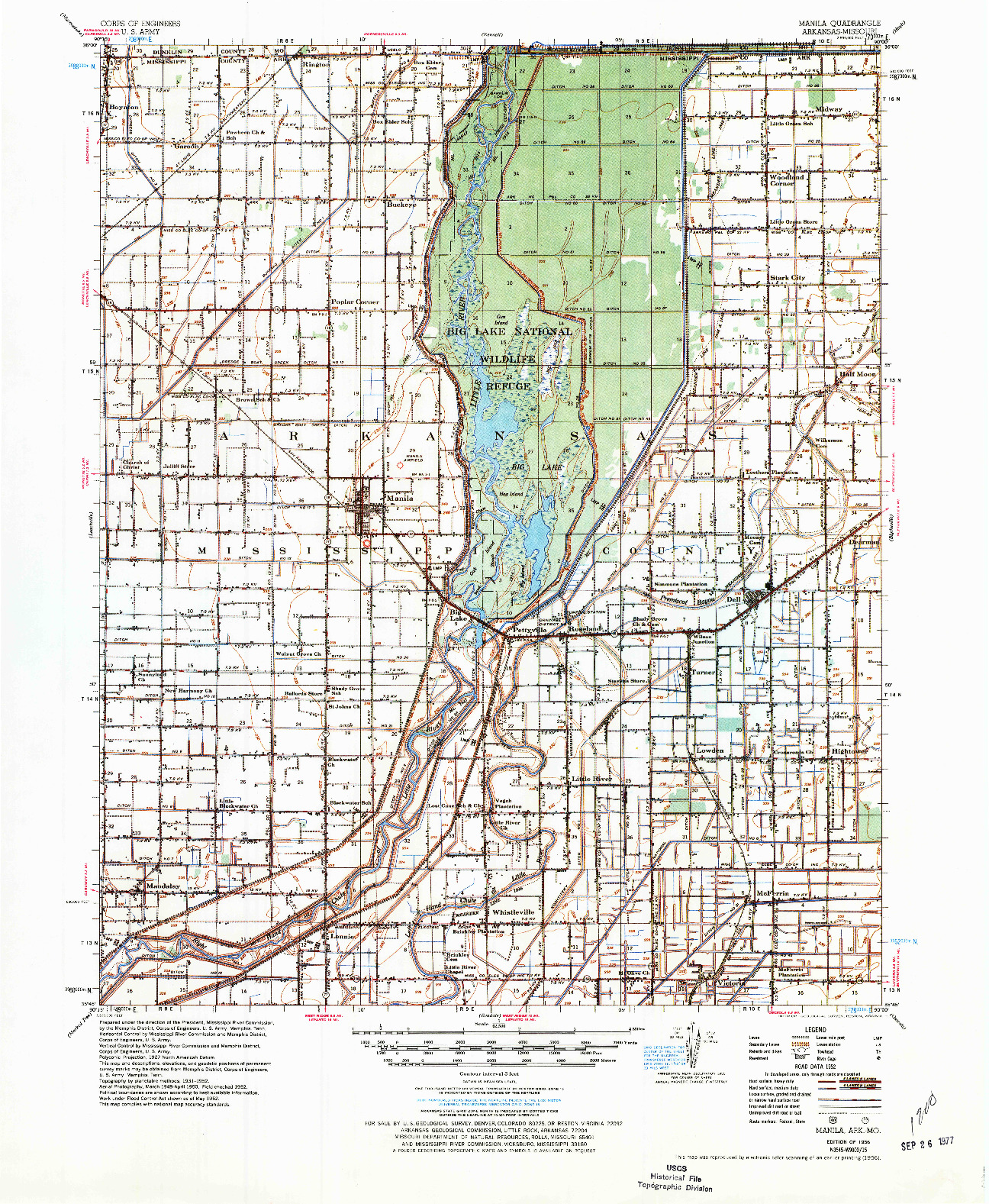 USGS 1:62500-SCALE QUADRANGLE FOR MANILA, AR 1956