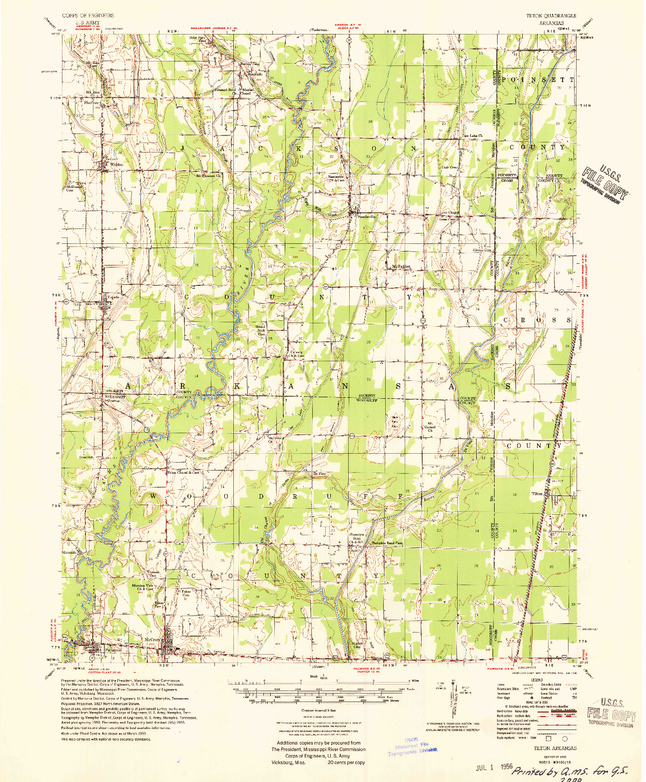 USGS 1:62500-SCALE QUADRANGLE FOR TILTON, AR 1956