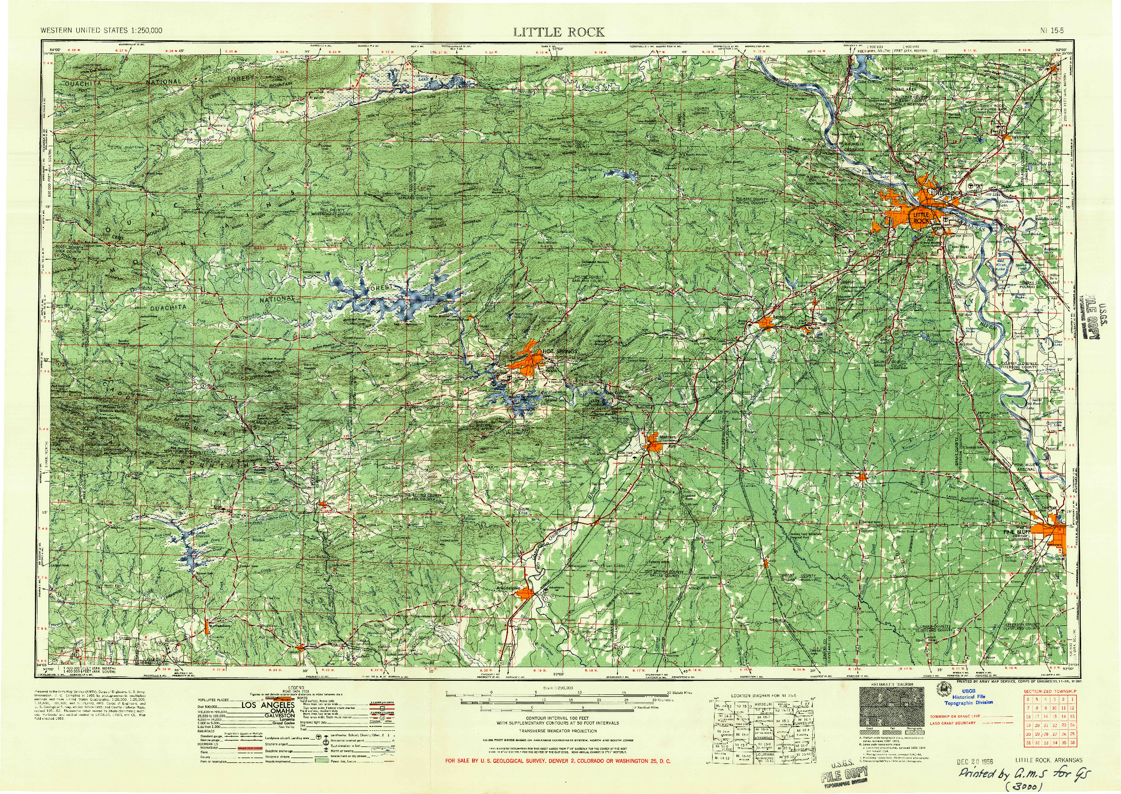 USGS 1:250000-SCALE QUADRANGLE FOR LITTLE ROCK, AR 1956