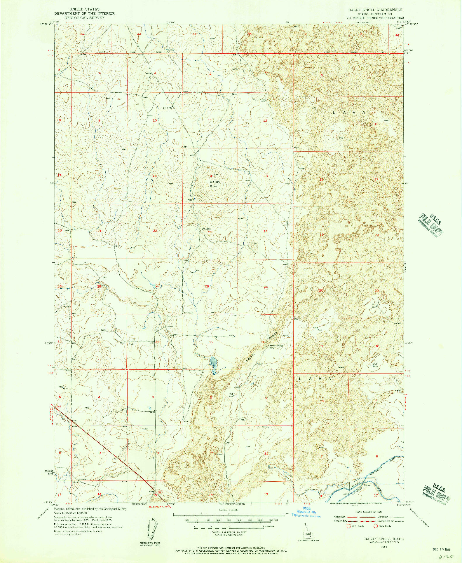 USGS 1:24000-SCALE QUADRANGLE FOR BALDY KNOLL, ID 1955