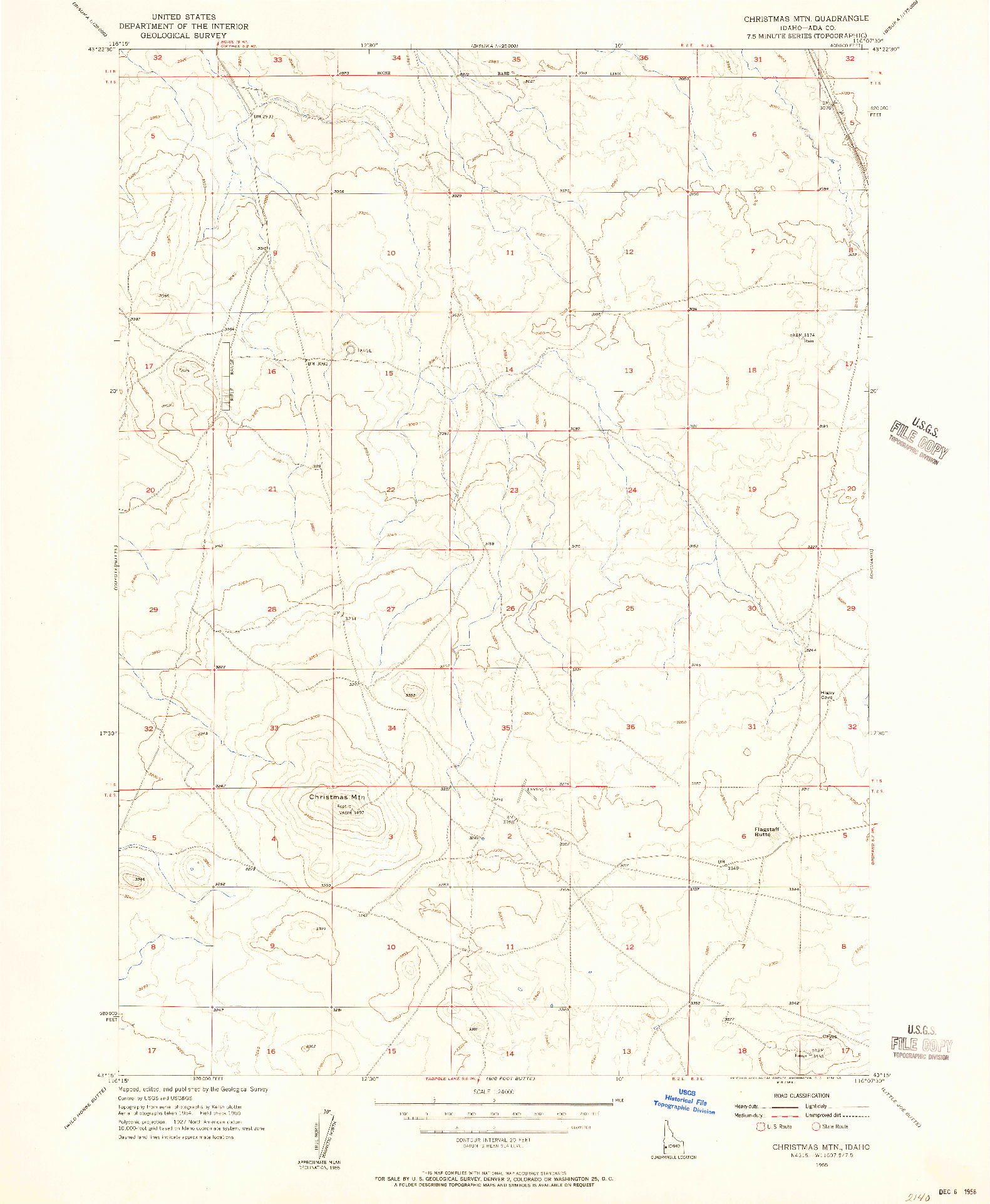 USGS 1:24000-SCALE QUADRANGLE FOR CHRISTMAS MTN, ID 1955