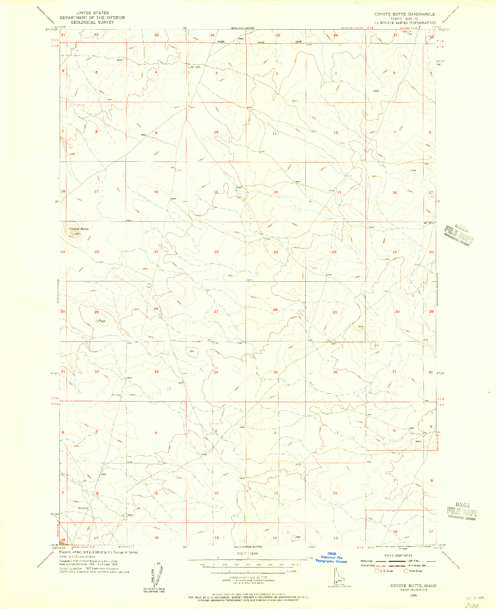 USGS 1:24000-SCALE QUADRANGLE FOR COYOTE BUTTE, ID 1955