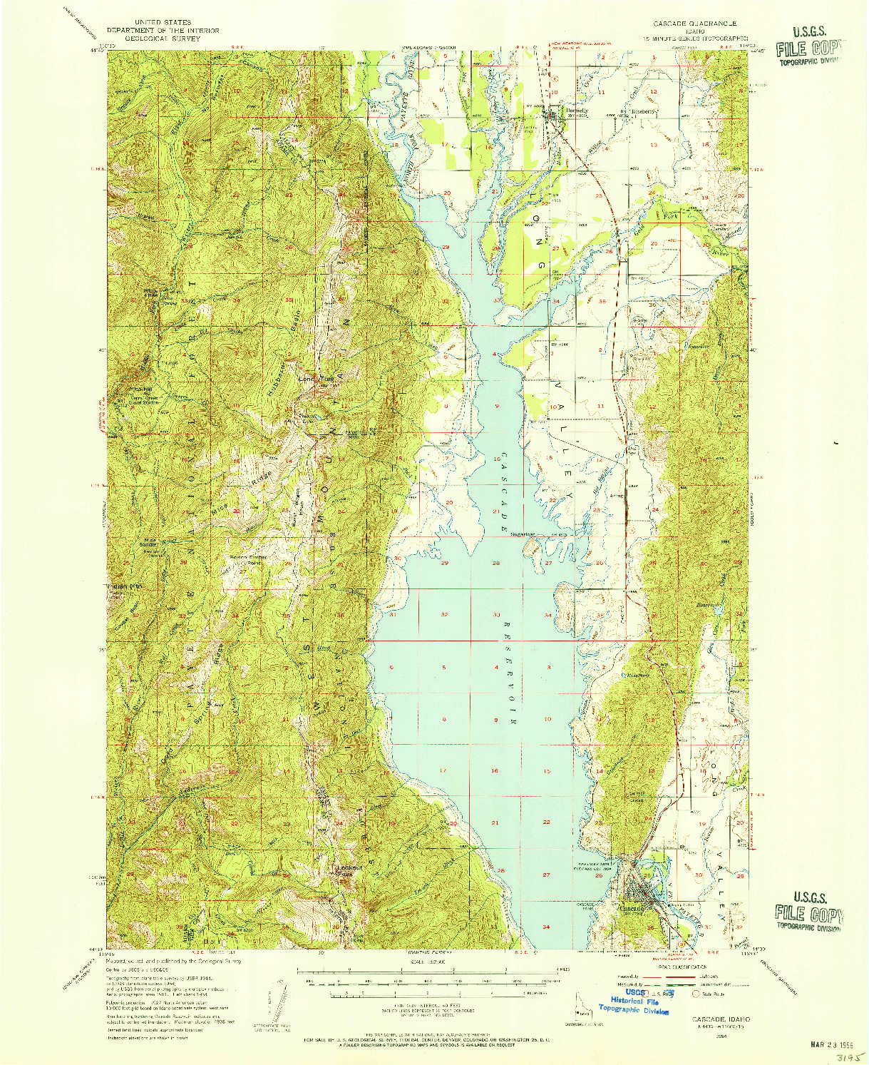 USGS 1:62500-SCALE QUADRANGLE FOR CASCADE, ID 1954