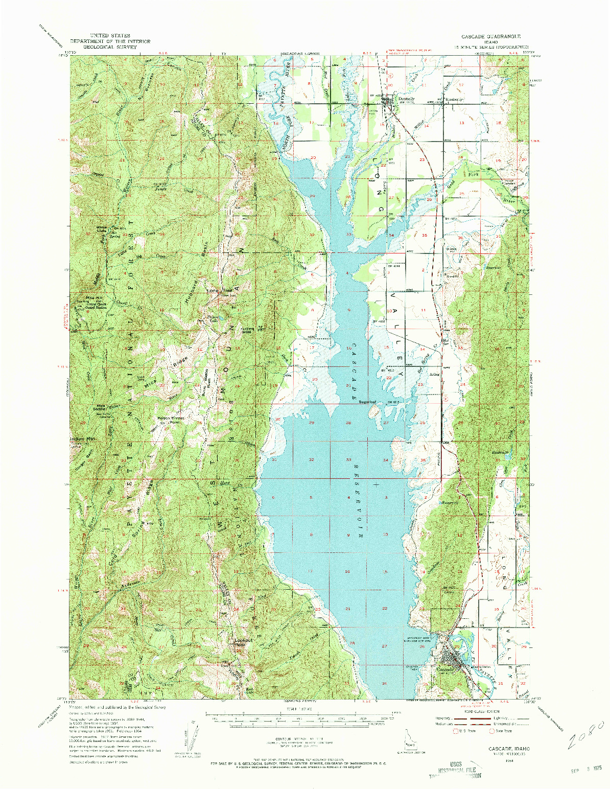 USGS 1:62500-SCALE QUADRANGLE FOR CASCADE, ID 1954