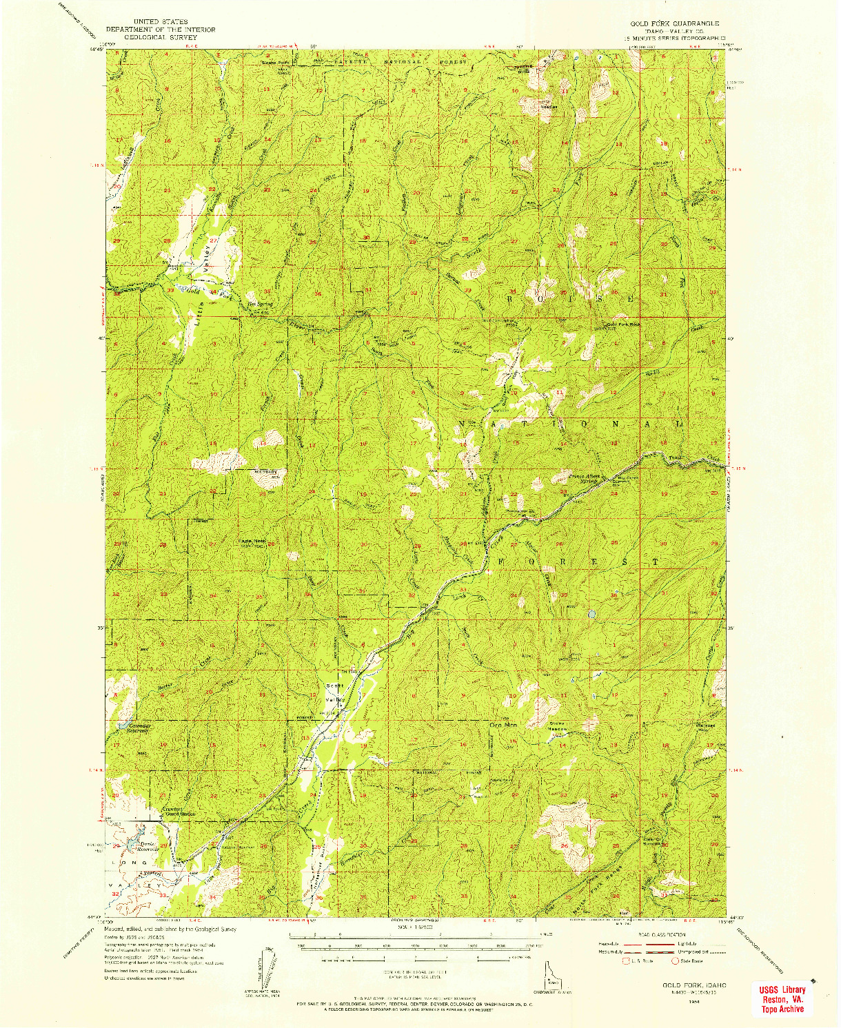 USGS 1:62500-SCALE QUADRANGLE FOR GOLD FORK, ID 1954