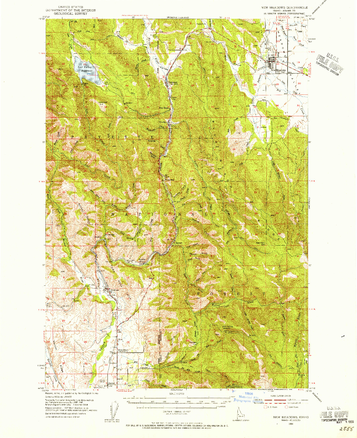 USGS 1:62500-SCALE QUADRANGLE FOR NEW MEADOWS, ID 1954