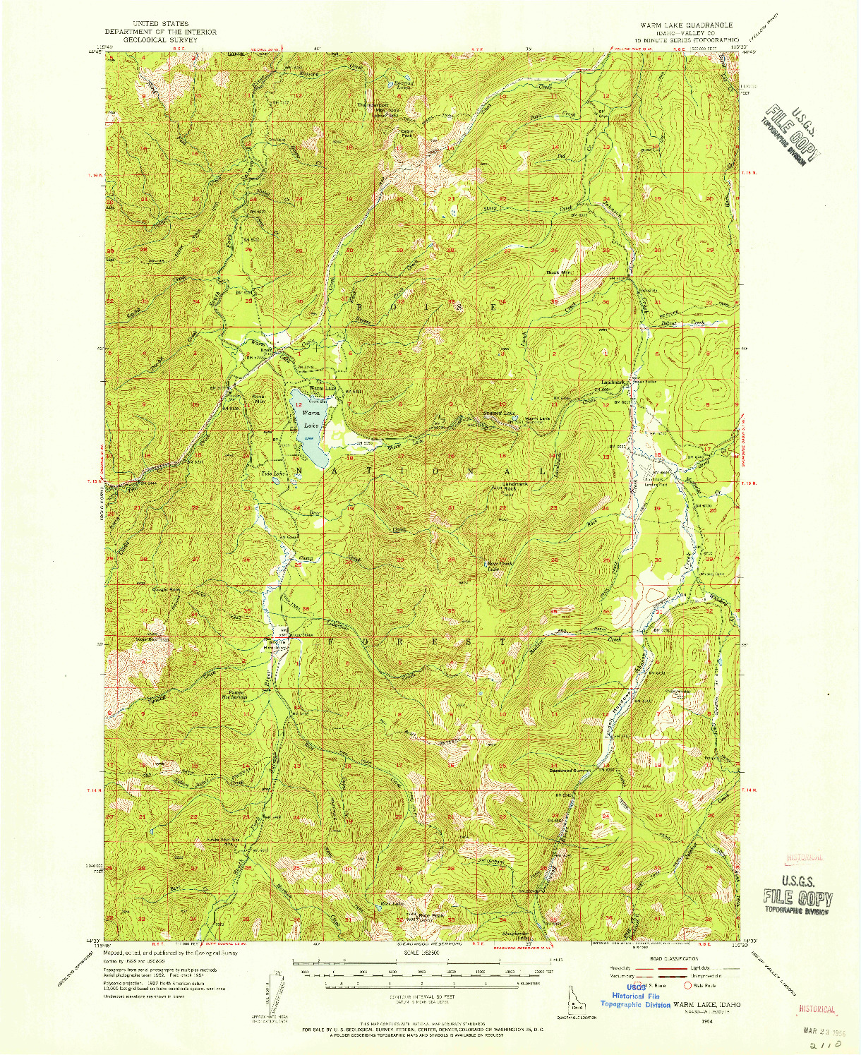 USGS 1:62500-SCALE QUADRANGLE FOR WARM LAKE, ID 1954