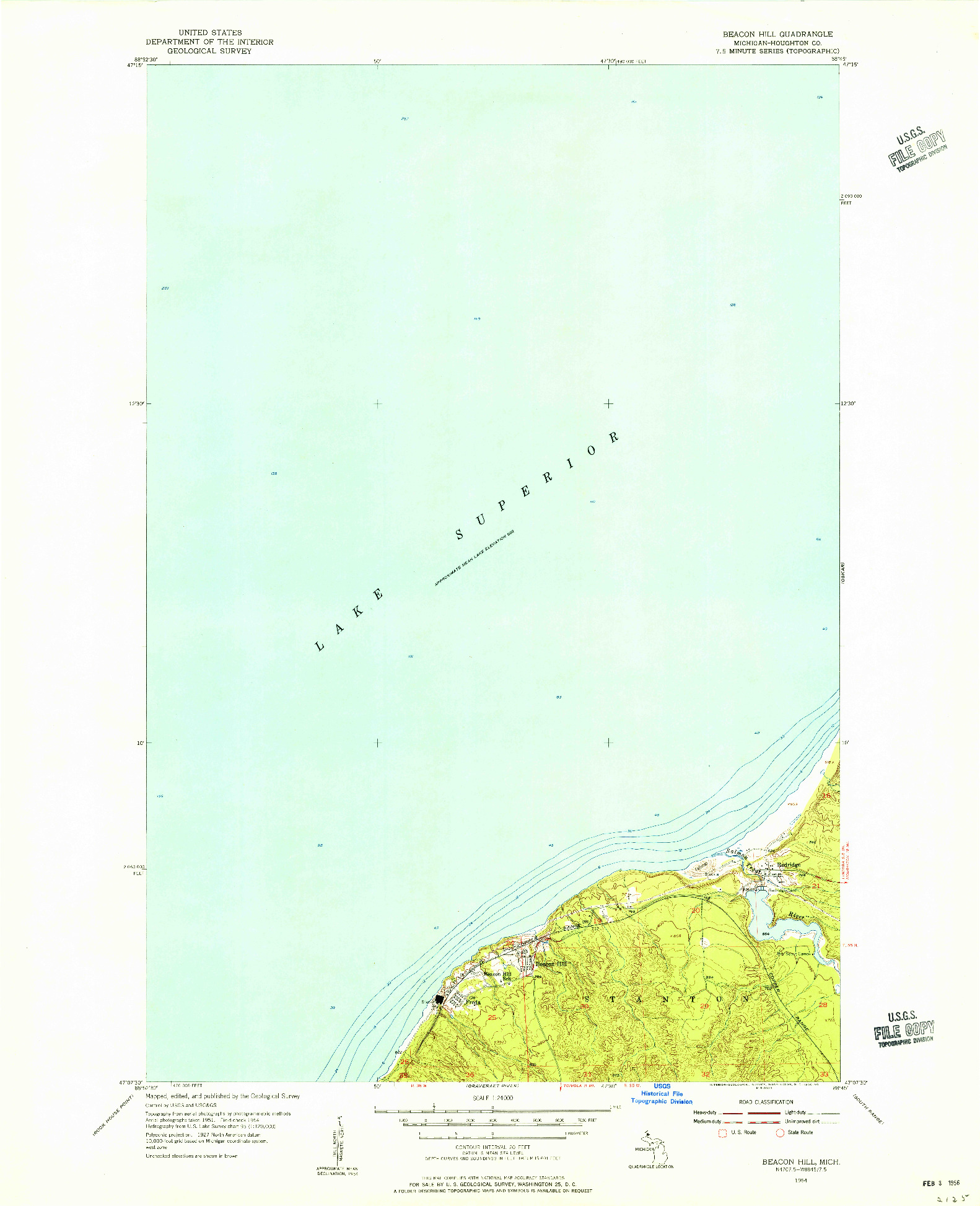 USGS 1:24000-SCALE QUADRANGLE FOR BEACON HILL, MI 1954