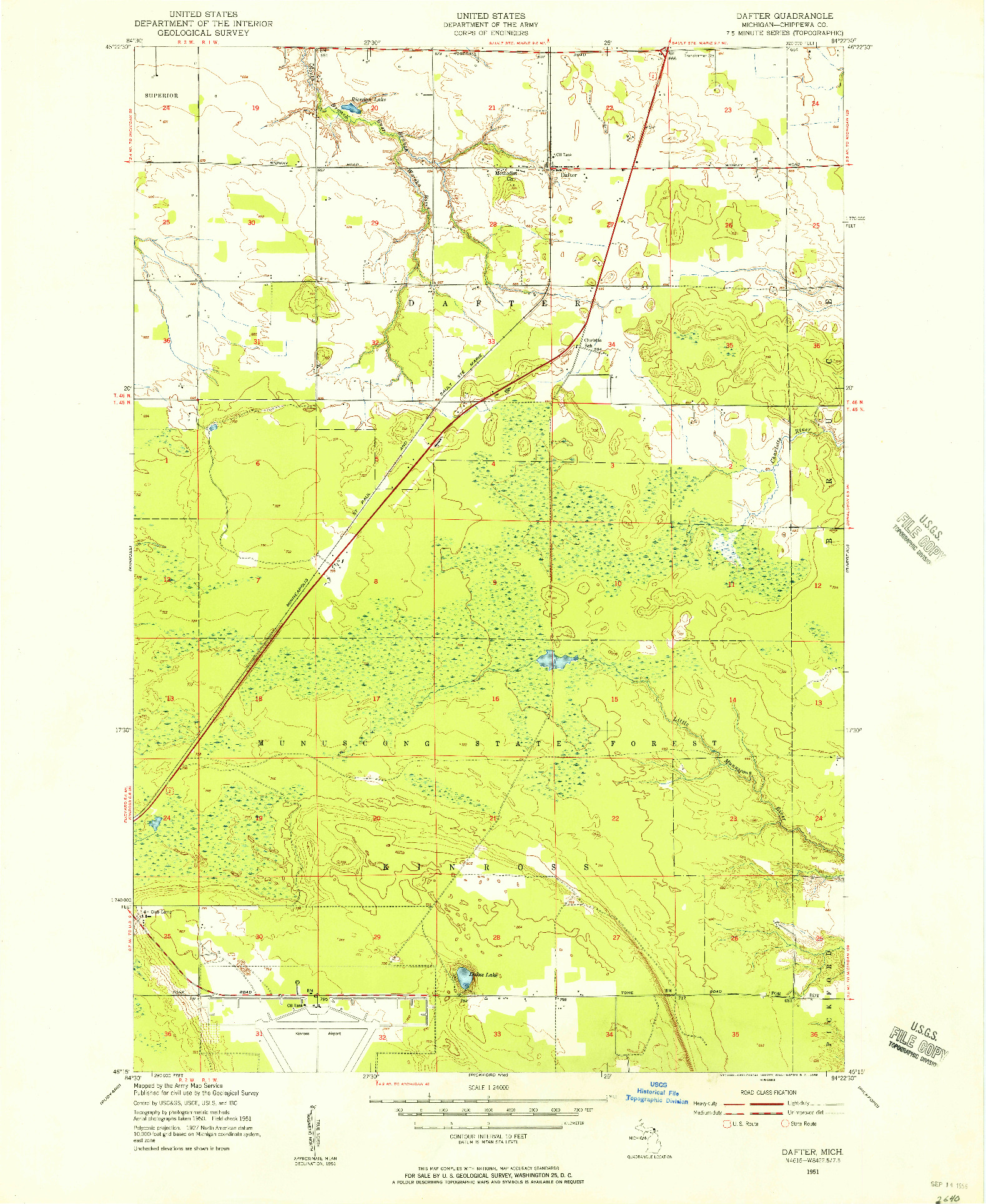 USGS 1:24000-SCALE QUADRANGLE FOR DAFTER, MI 1951