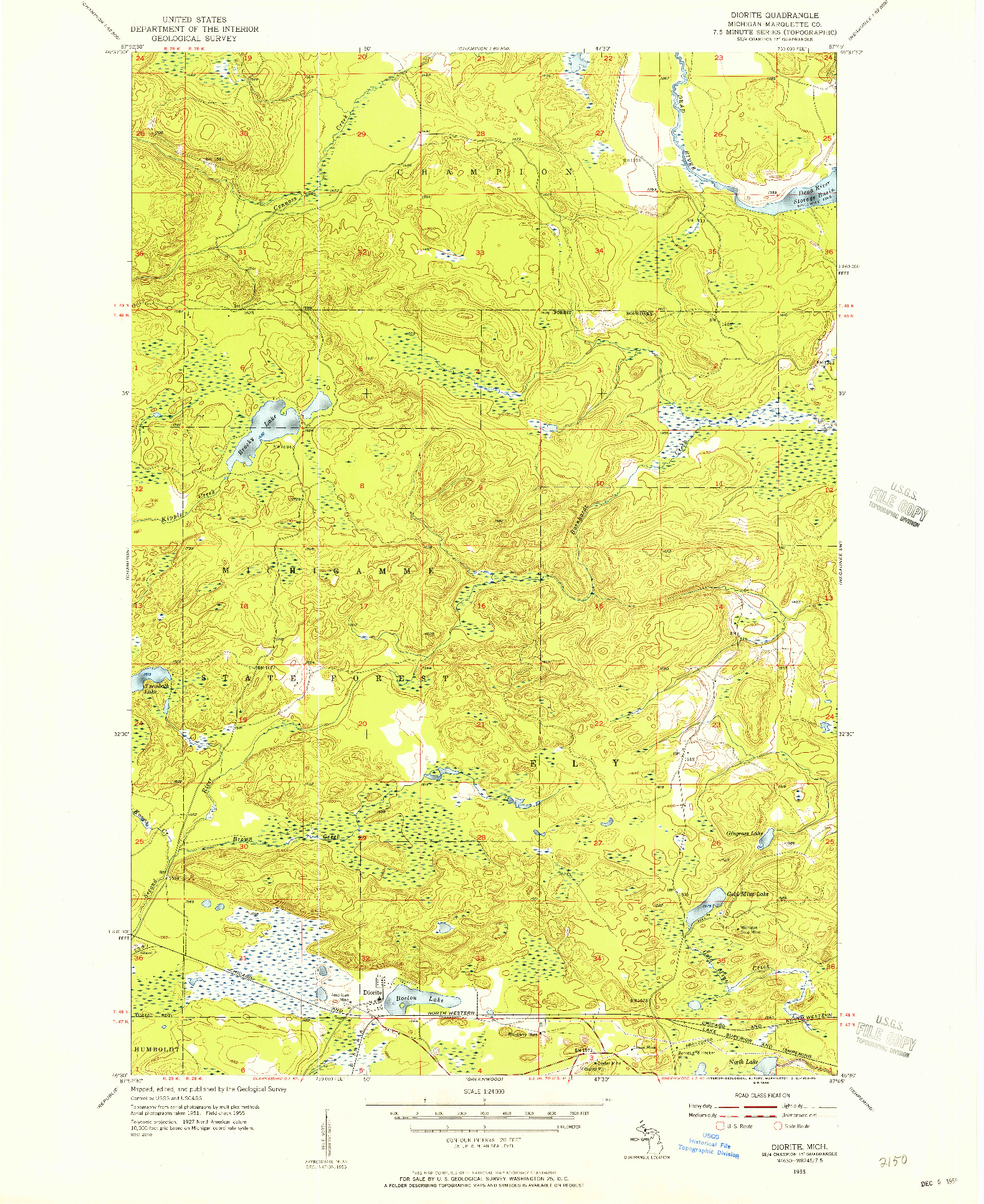 USGS 1:24000-SCALE QUADRANGLE FOR DIORITE, MI 1955