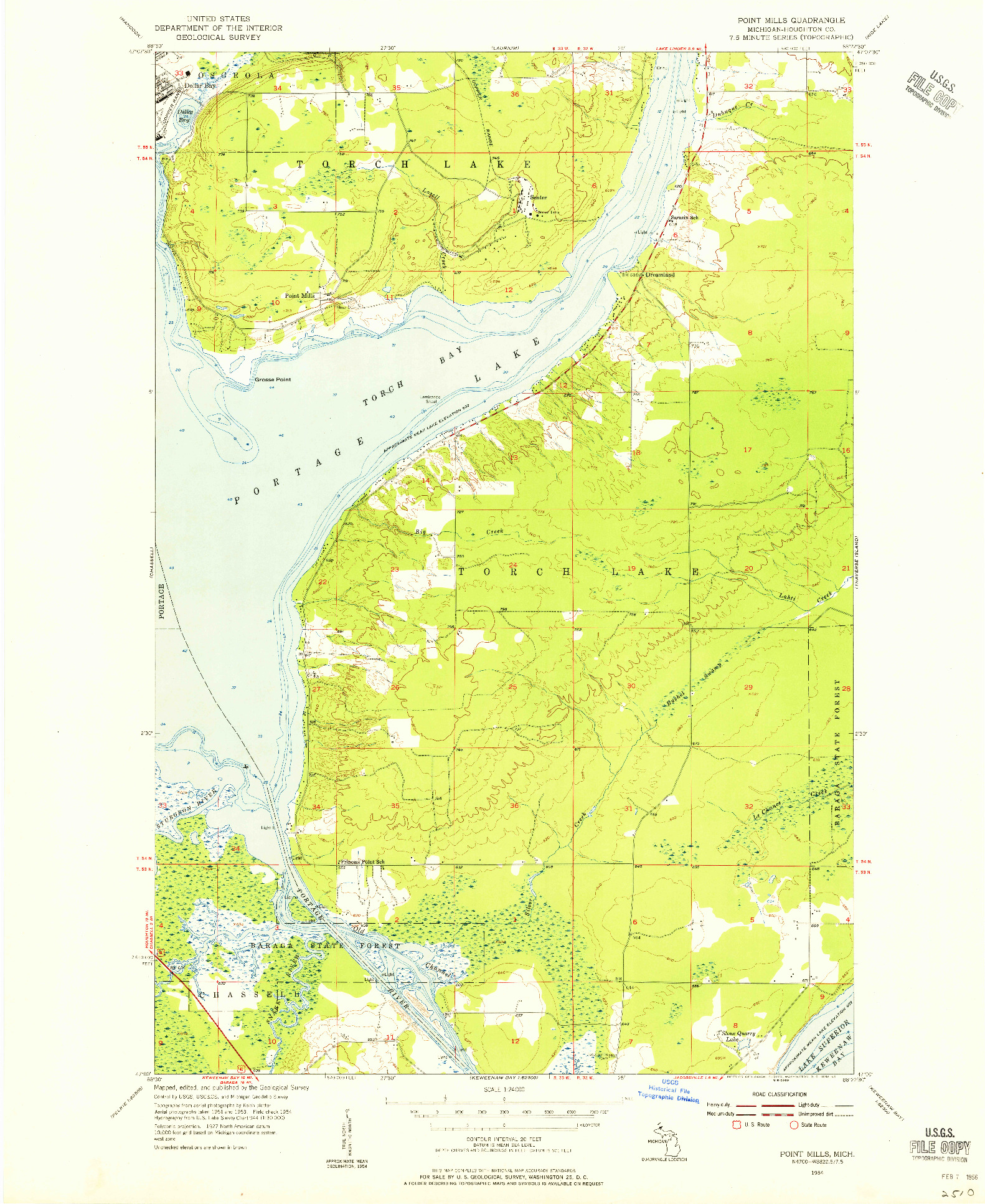 USGS 1:24000-SCALE QUADRANGLE FOR POINT MILLS, MI 1954