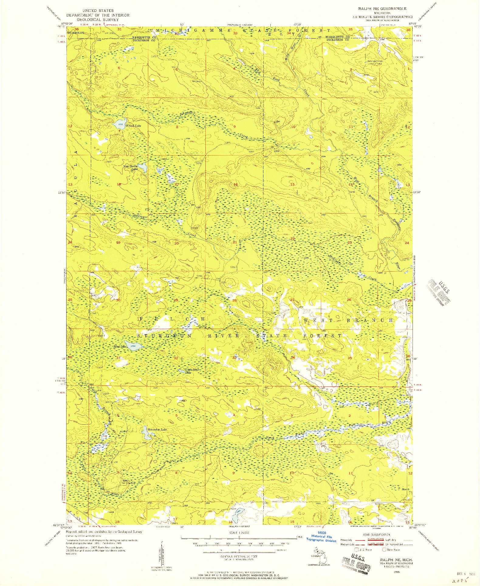 USGS 1:24000-SCALE QUADRANGLE FOR RALPH NE, MI 1955
