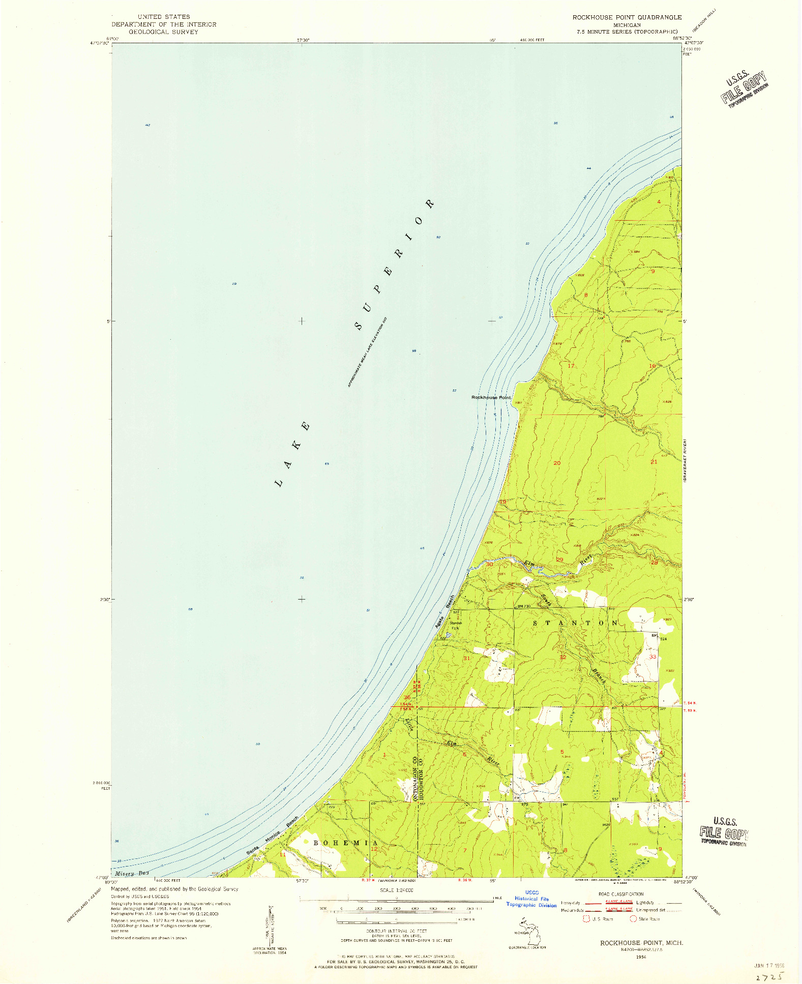 USGS 1:24000-SCALE QUADRANGLE FOR ROCKHOUSE POINT, MI 1954