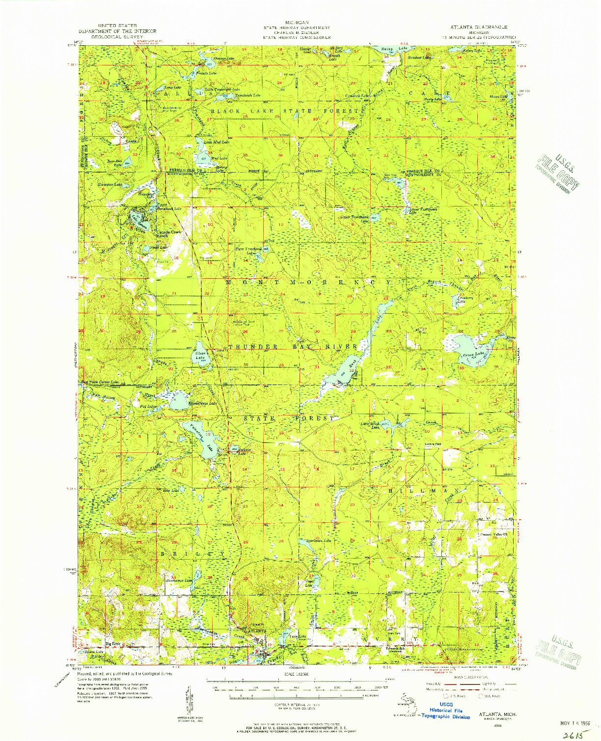 USGS 1:62500-SCALE QUADRANGLE FOR ATLANTA, MI 1955