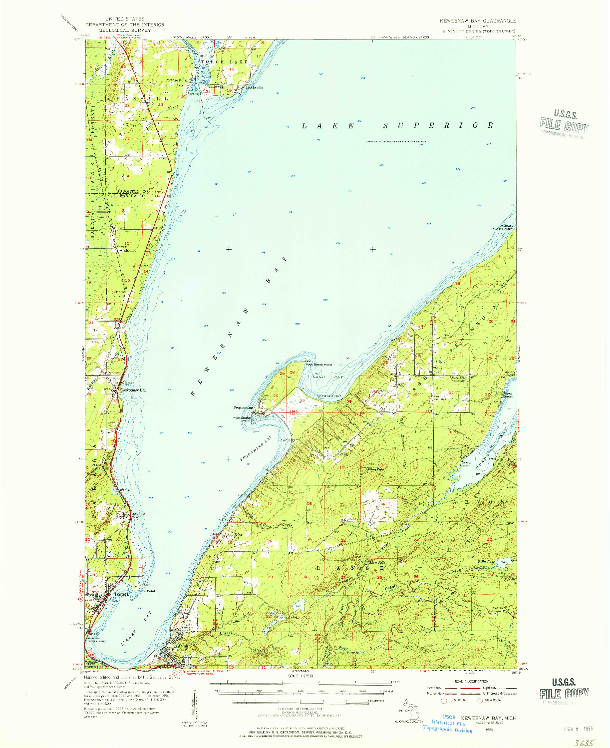 USGS 1:62500-SCALE QUADRANGLE FOR KEWEENAW BAY, MI 1954