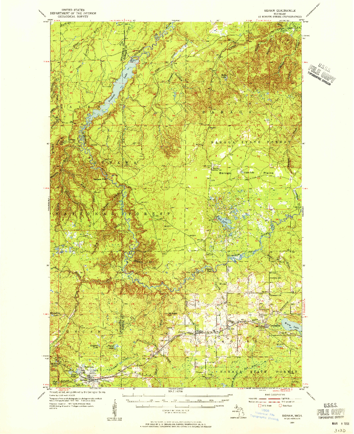 USGS 1:62500-SCALE QUADRANGLE FOR SIDNAW, MI 1954