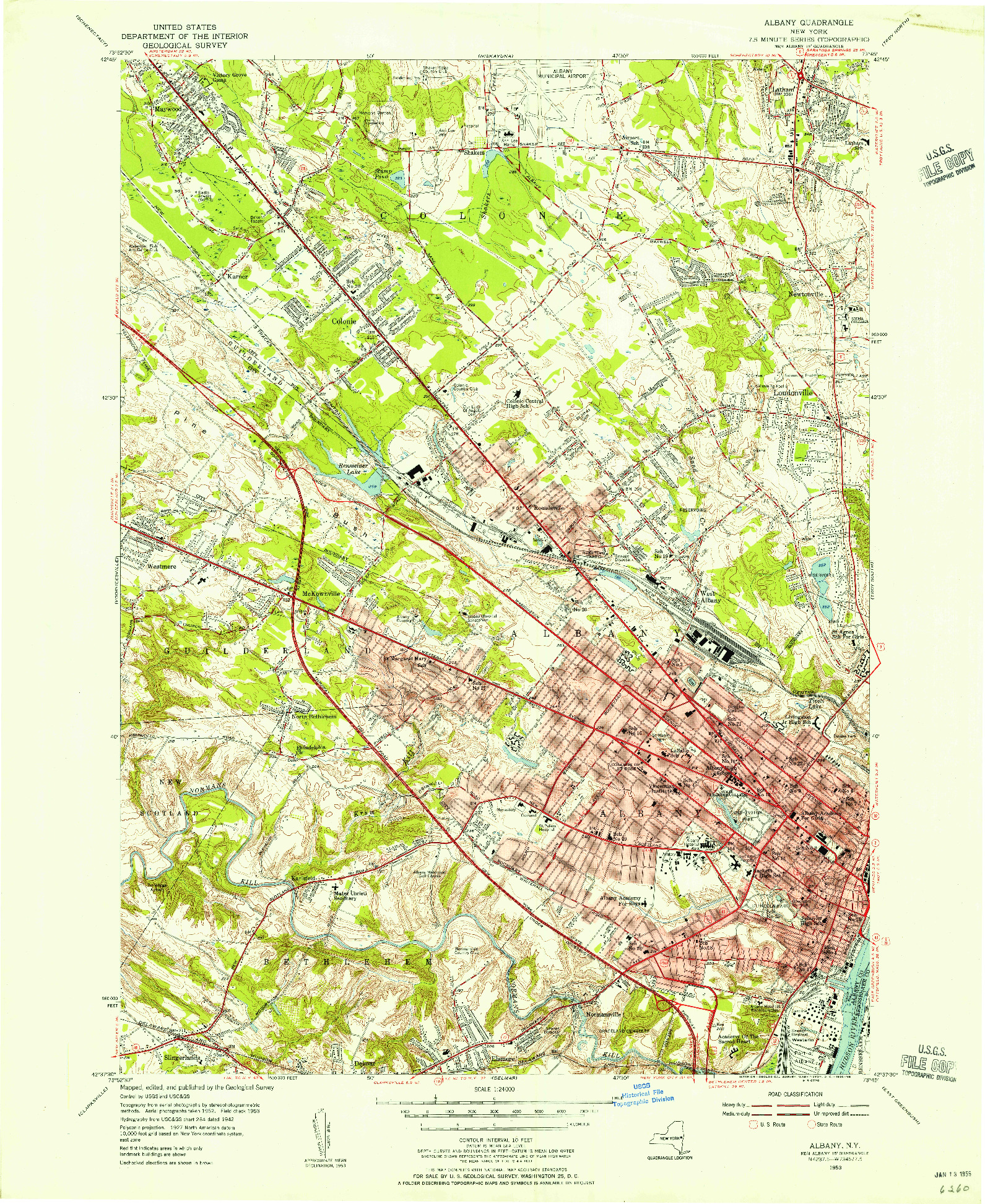 USGS 1:24000-SCALE QUADRANGLE FOR ALBANY, NY 1953