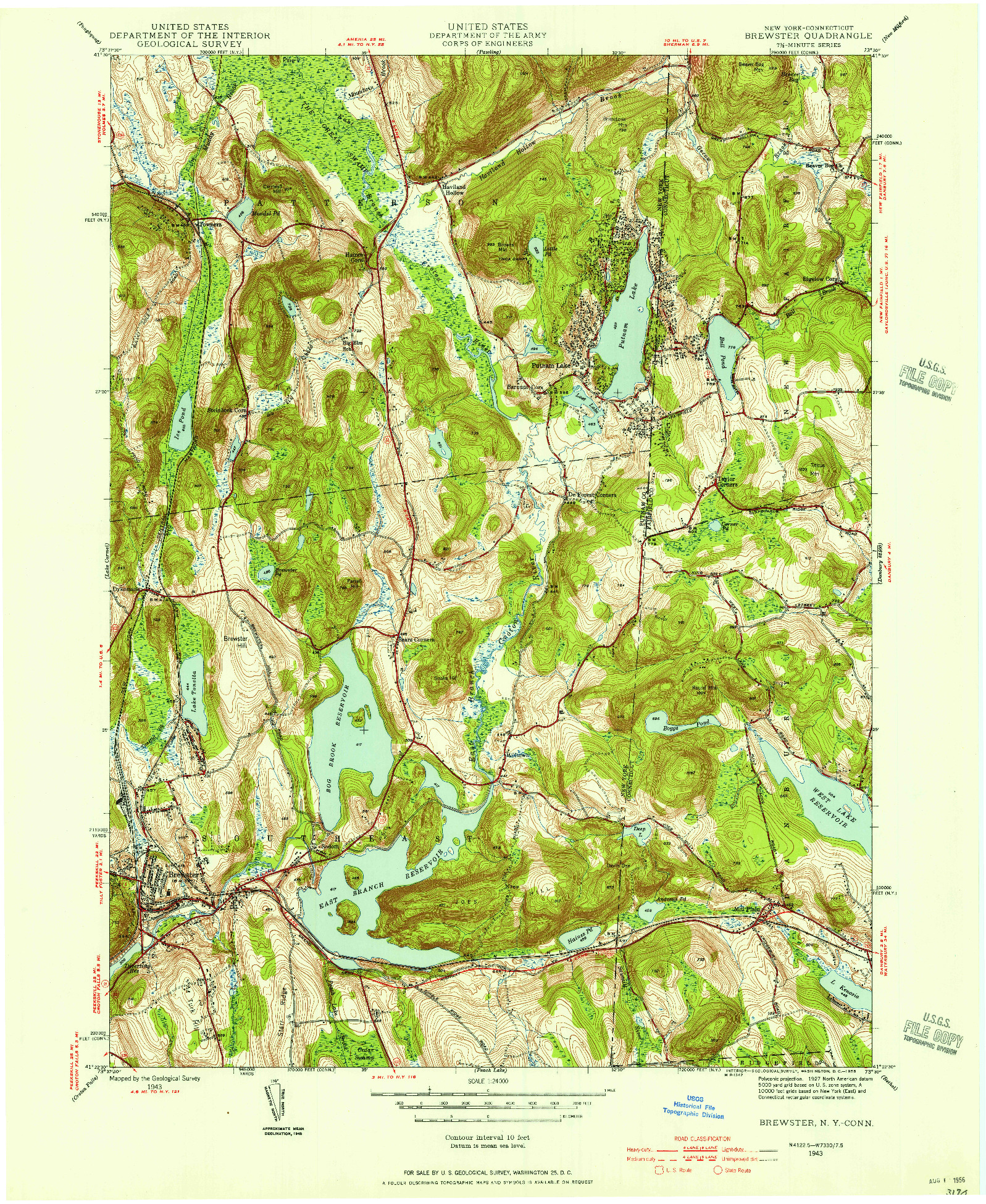 USGS 1:24000-SCALE QUADRANGLE FOR BREWSTER, NY 1943