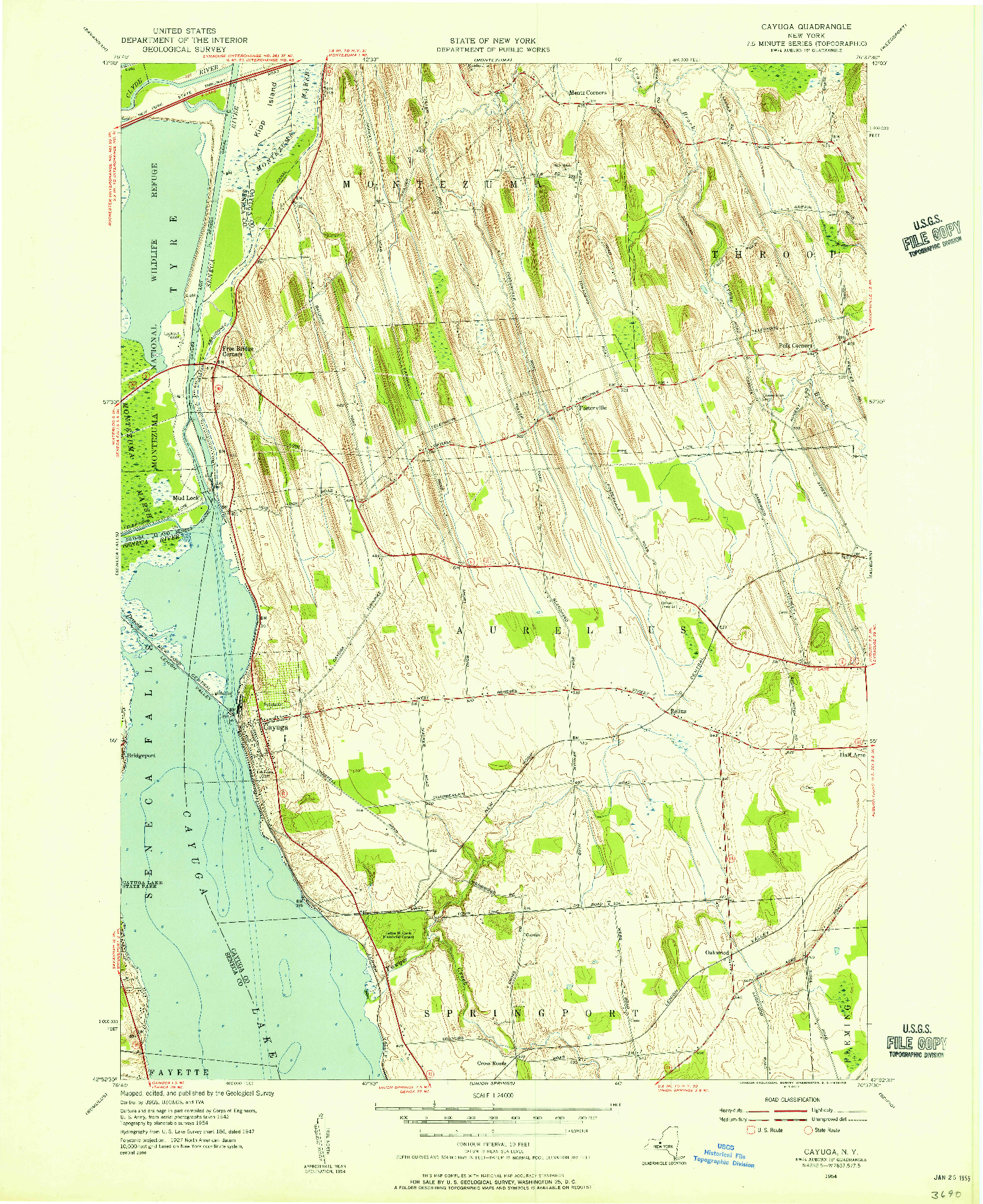 USGS 1:24000-SCALE QUADRANGLE FOR CAYUGA, NY 1954
