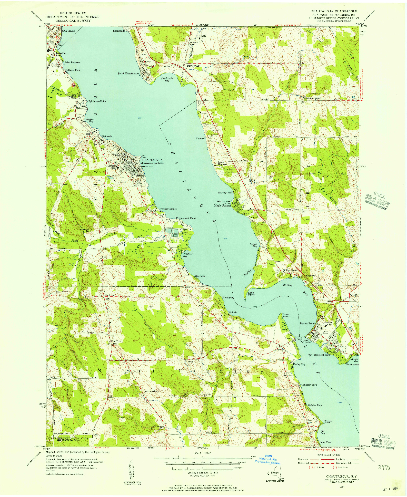 USGS 1:24000-SCALE QUADRANGLE FOR CHAUTAUQUA, NY 1954