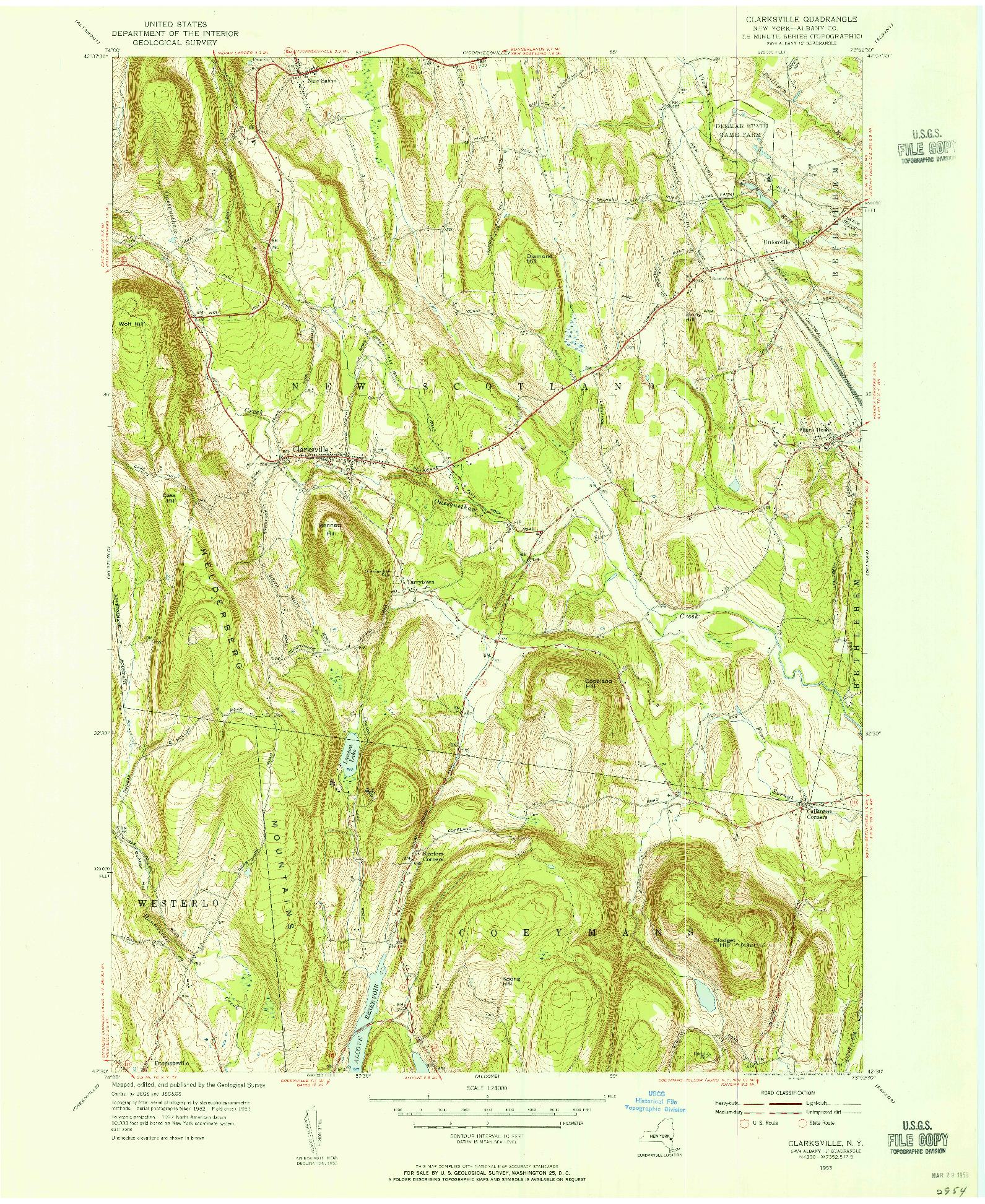 USGS 1:24000-SCALE QUADRANGLE FOR CLARKSVILLE, NY 1953