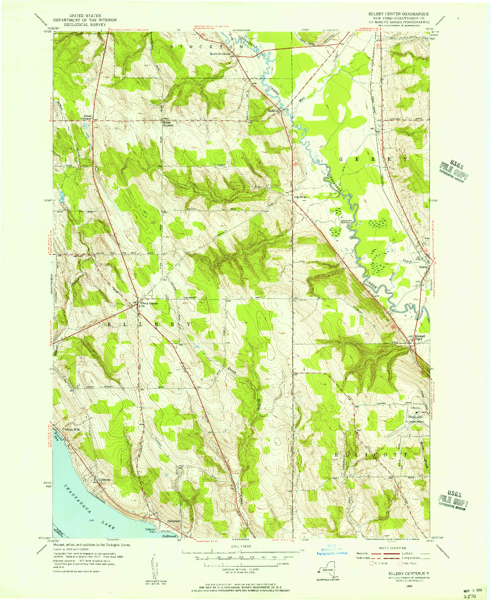 USGS 1:24000-SCALE QUADRANGLE FOR ELLERY CENTER, NY 1954
