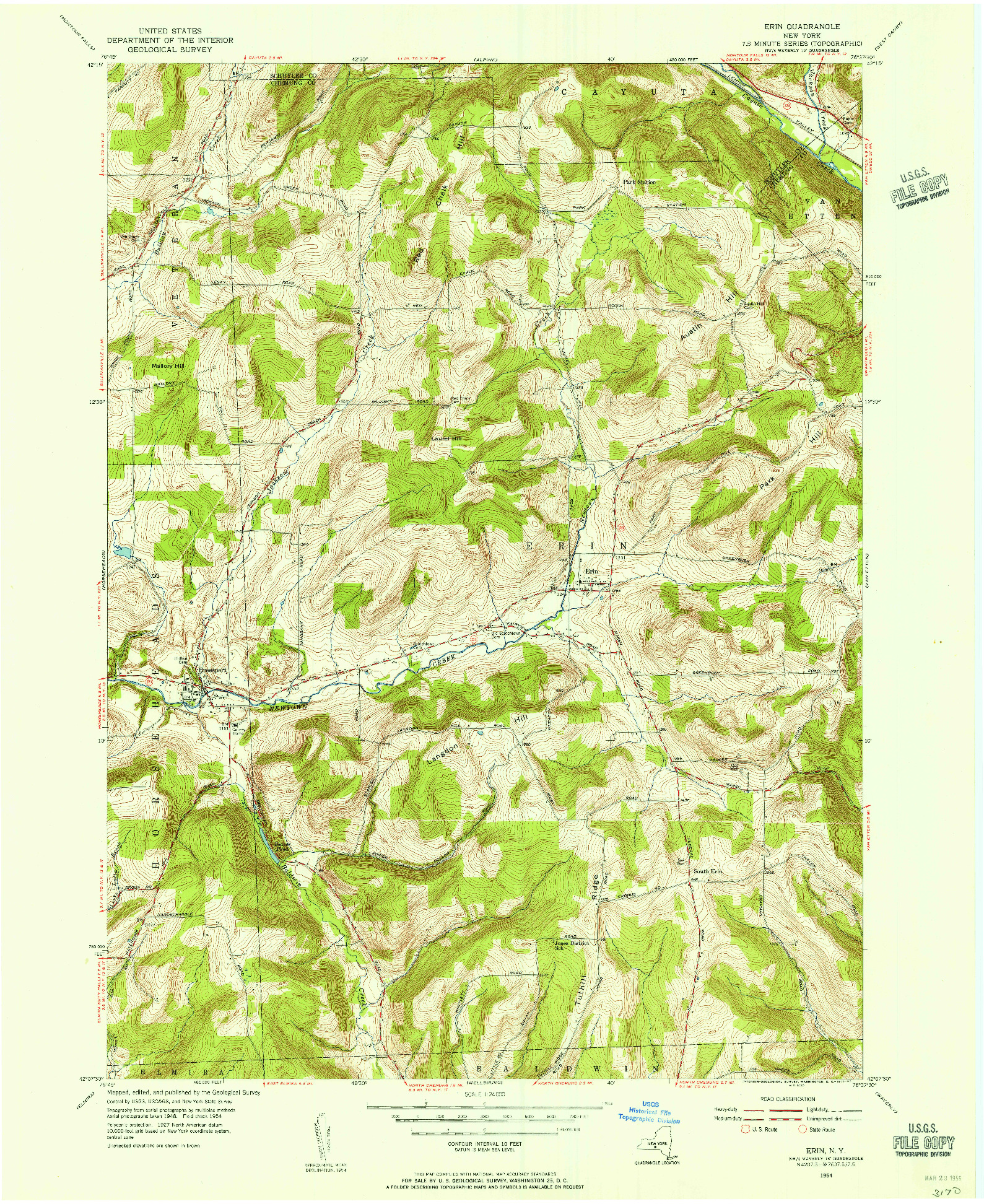 USGS 1:24000-SCALE QUADRANGLE FOR ERIN, NY 1954