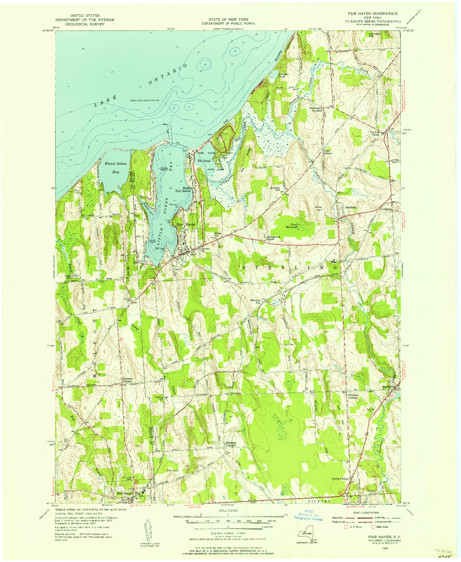 USGS 1:24000-SCALE QUADRANGLE FOR FAIR HAVEN, NY 1954