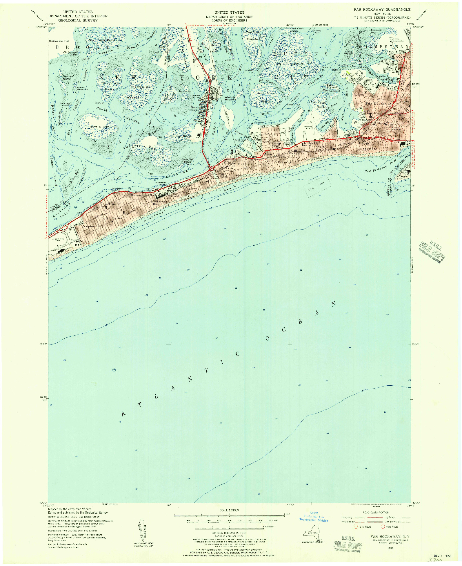 USGS 1:24000-SCALE QUADRANGLE FOR FAR ROCKAWAY, NY 1954