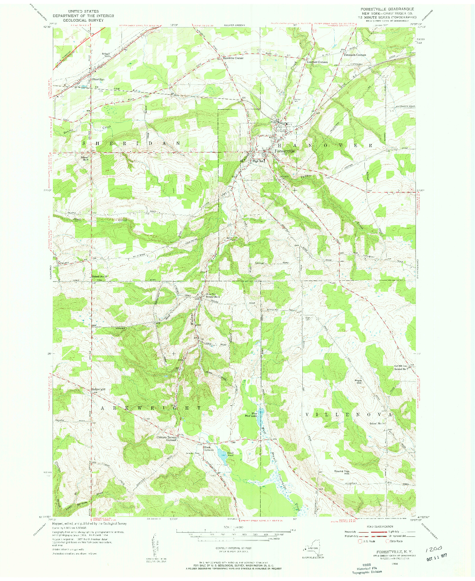 USGS 1:24000-SCALE QUADRANGLE FOR FORESTVILLE, NY 1954