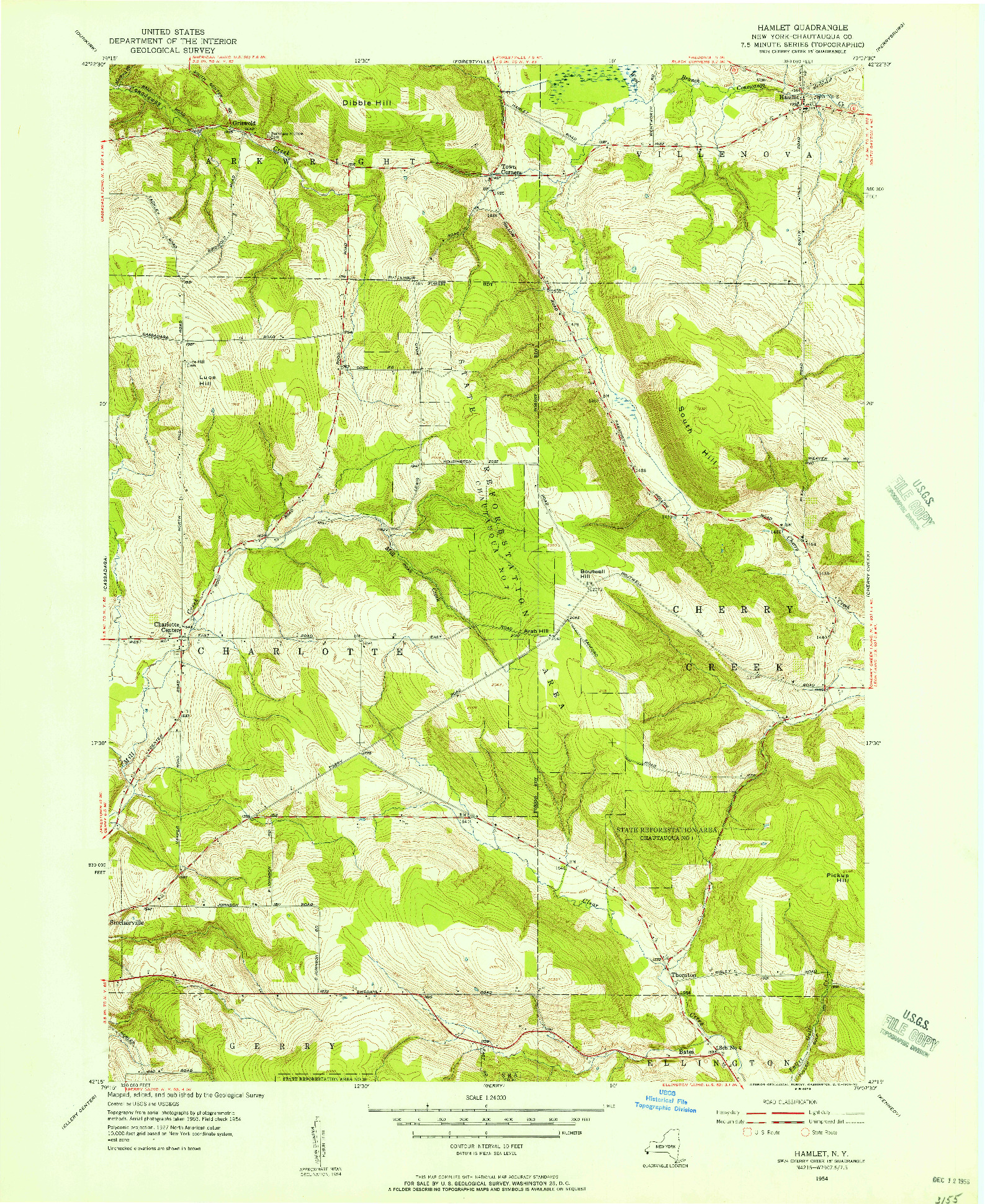 USGS 1:24000-SCALE QUADRANGLE FOR HAMLET, NY 1954