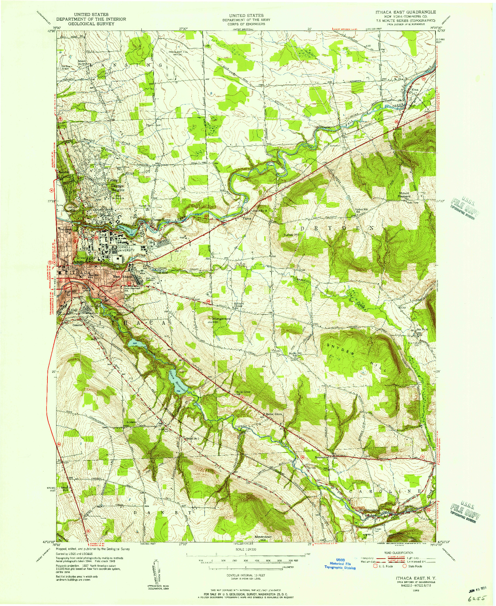 USGS 1:24000-SCALE QUADRANGLE FOR ITHACA EAST, NY 1949