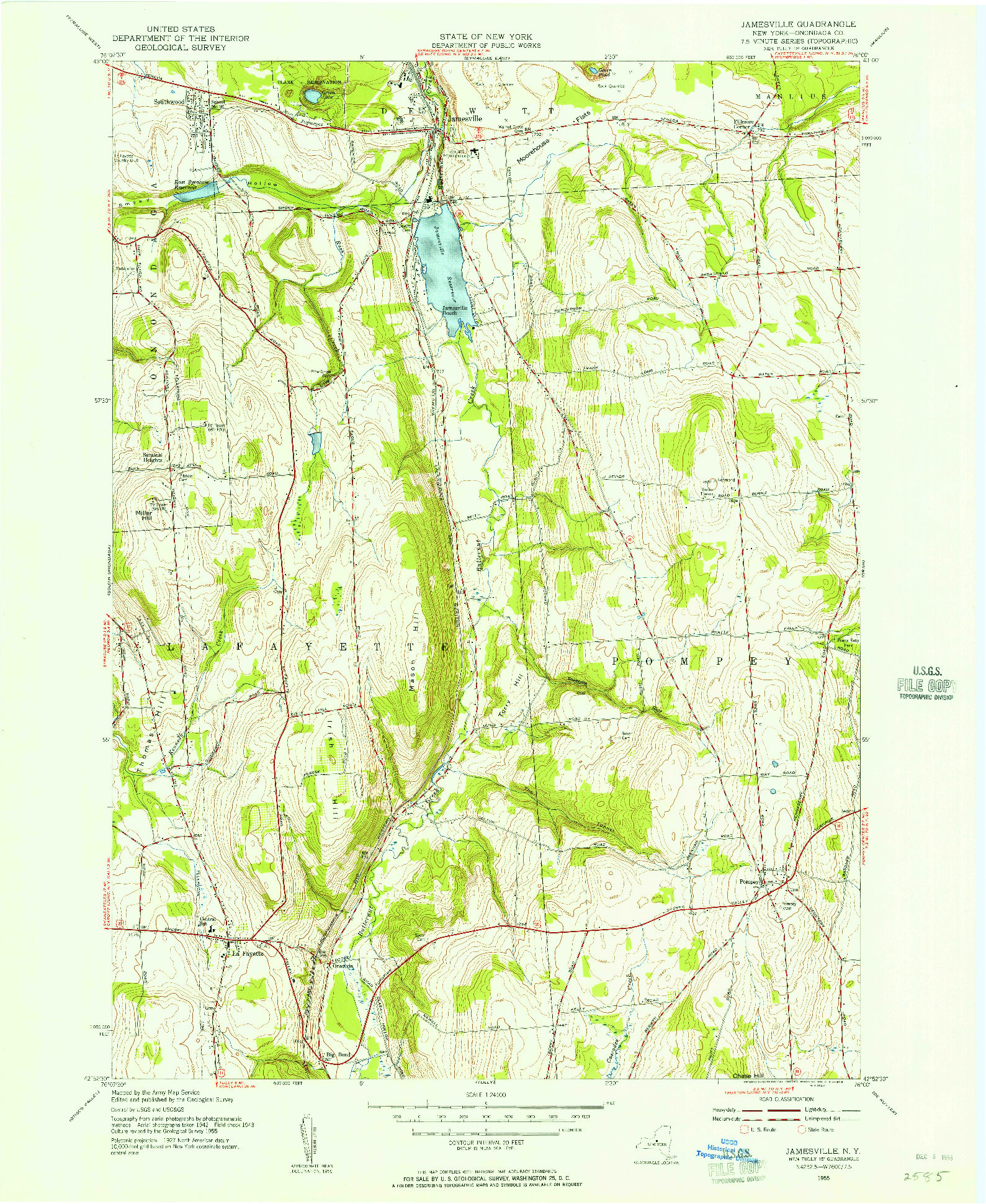 USGS 1:24000-SCALE QUADRANGLE FOR JAMESVILLE, NY 1955