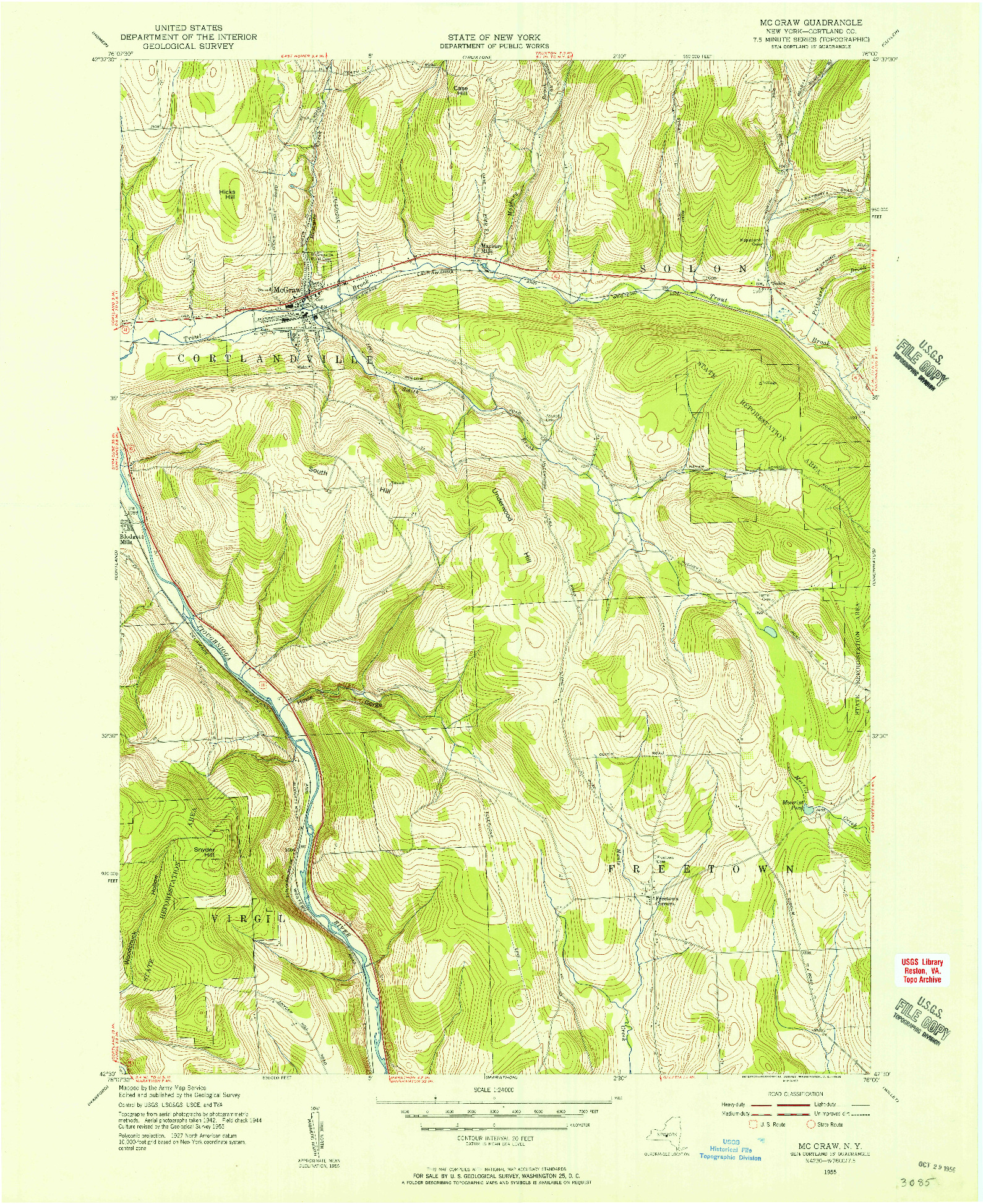 USGS 1:24000-SCALE QUADRANGLE FOR MC GRAW, NY 1955