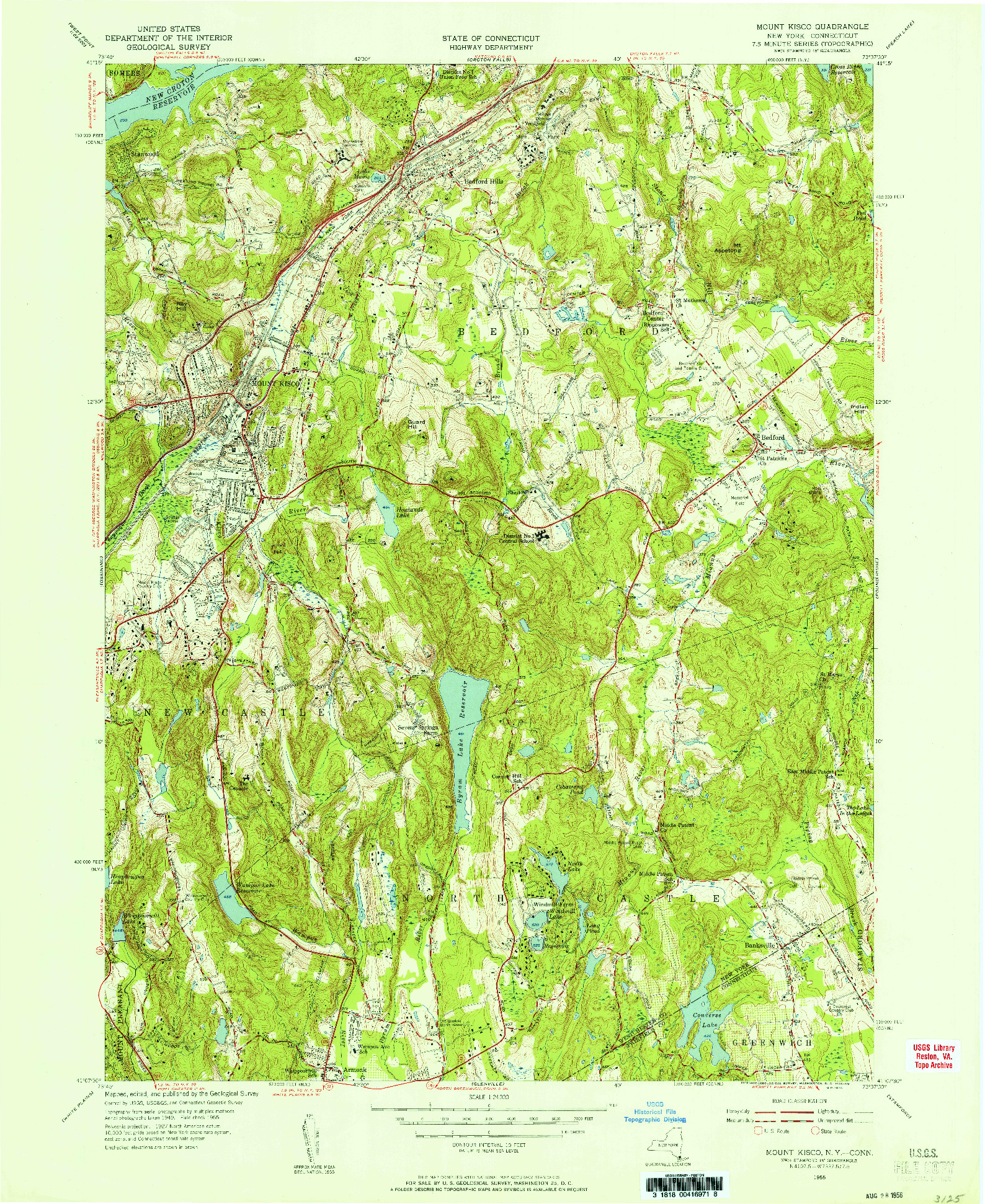 USGS 1:24000-SCALE QUADRANGLE FOR MOUNT KISCO, NY 1955