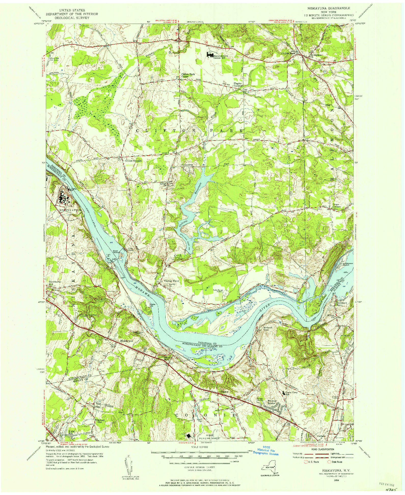 USGS 1:24000-SCALE QUADRANGLE FOR NISKAYUNA, NY 1954